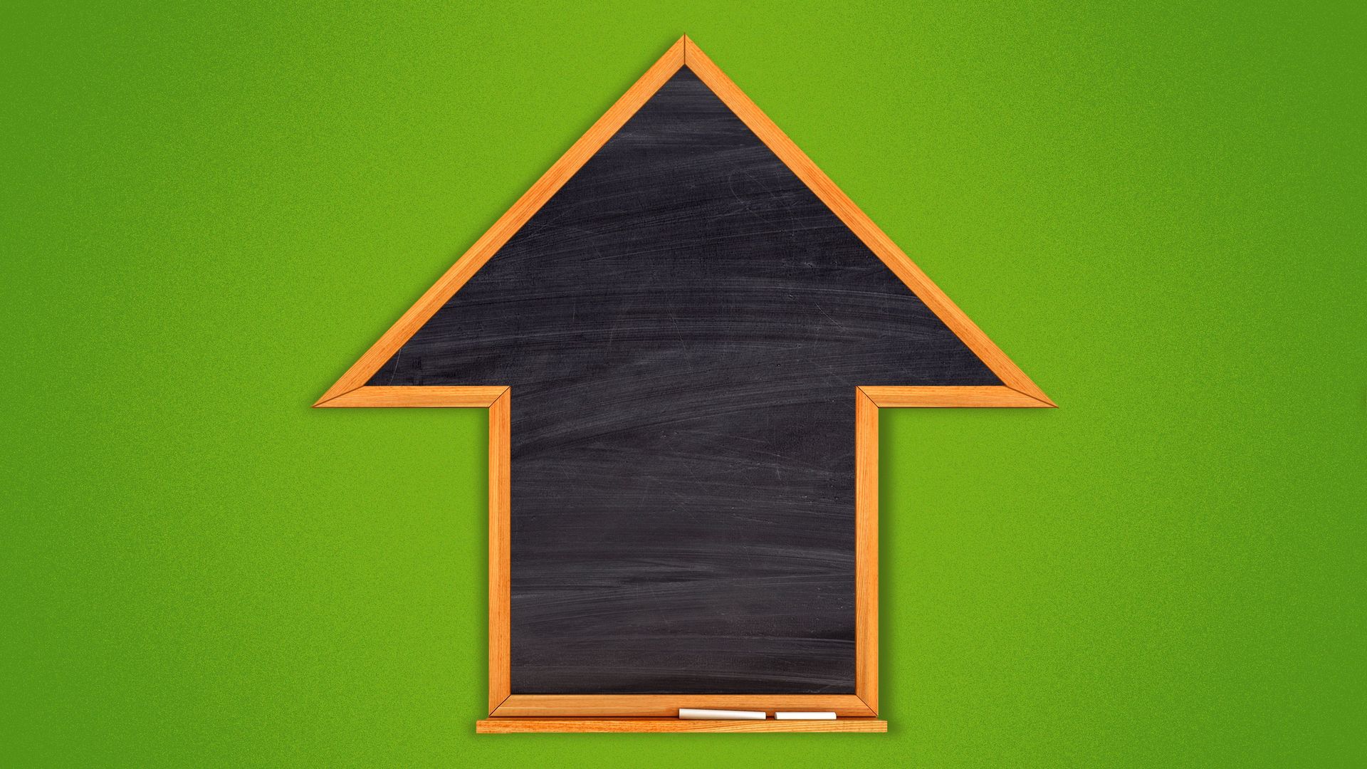 Illustration of a chalkboard in the shape of an upward arrow.