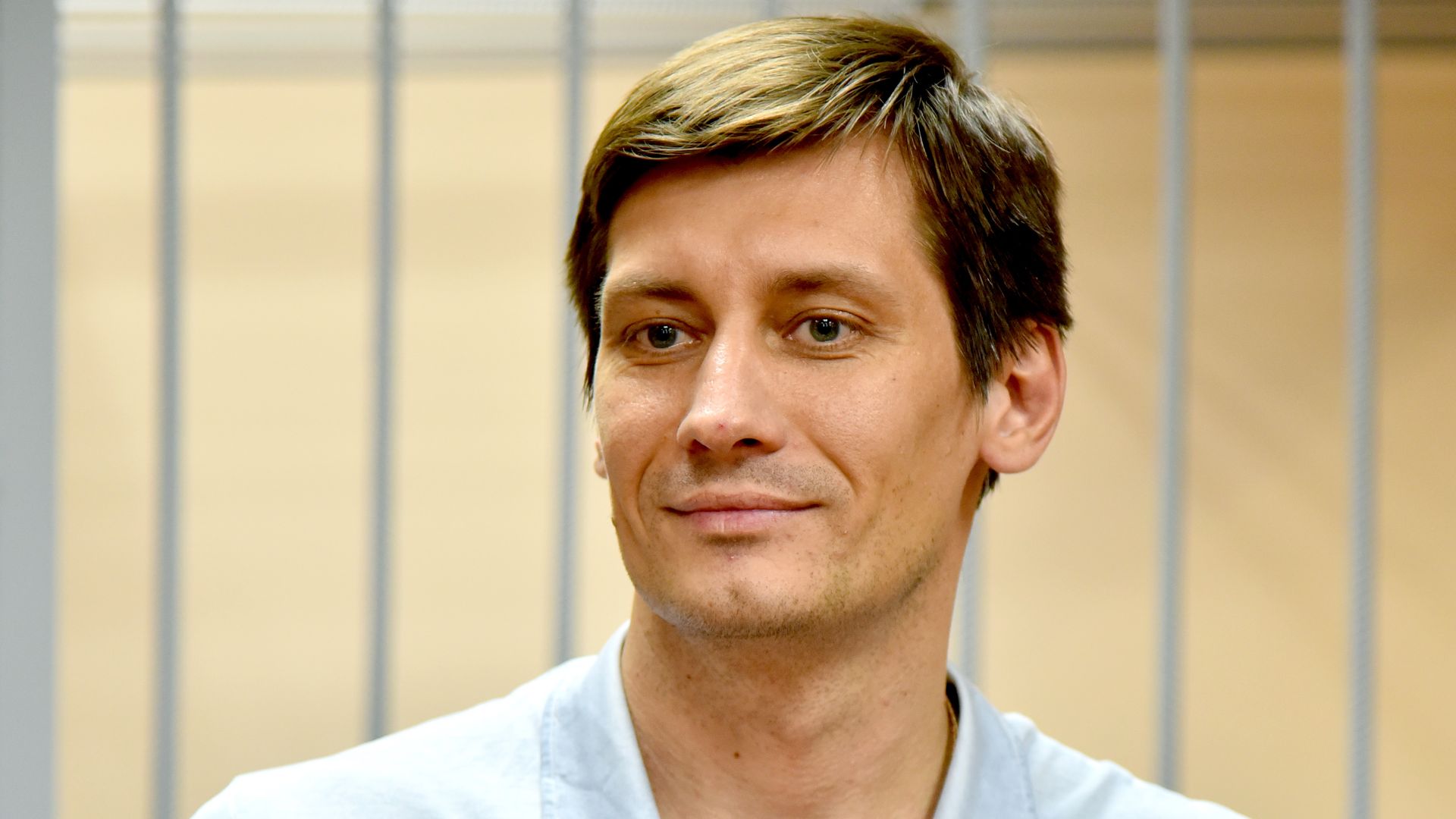 Dmitry Gudkov, a rejected independent candidate in the upcoming Moscow City Duma election, after a hearing at Moscow's Koptevsky District Court in 2019
