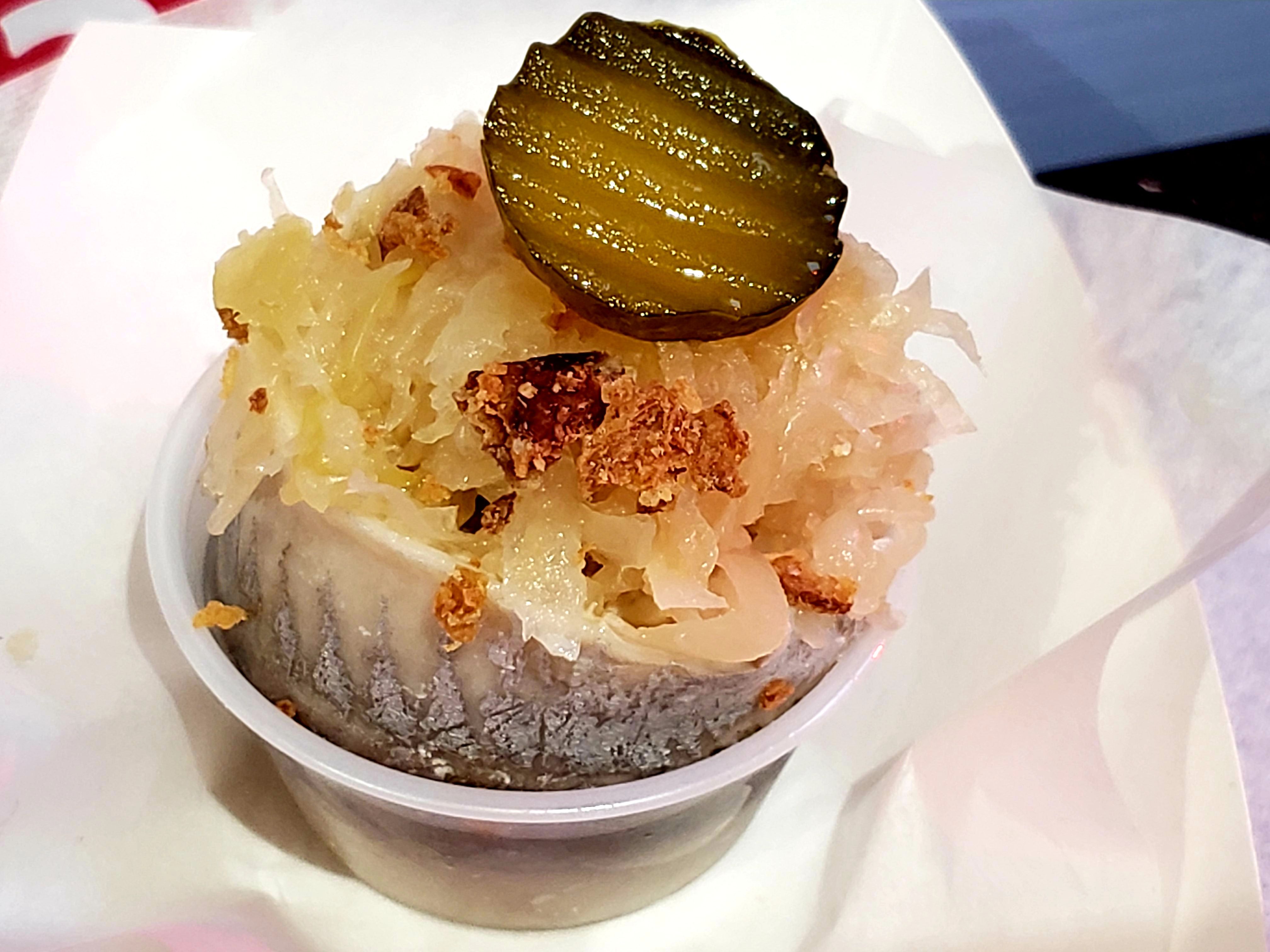 rolled up fish with sauerkraut