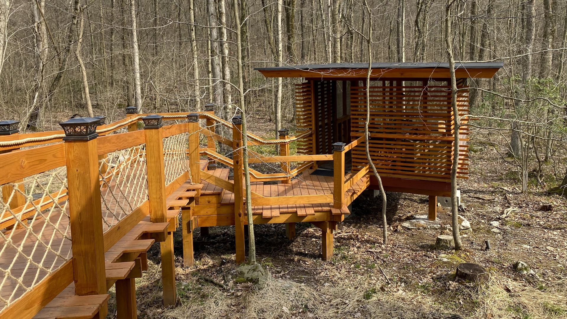 A rustic pod to dine in.