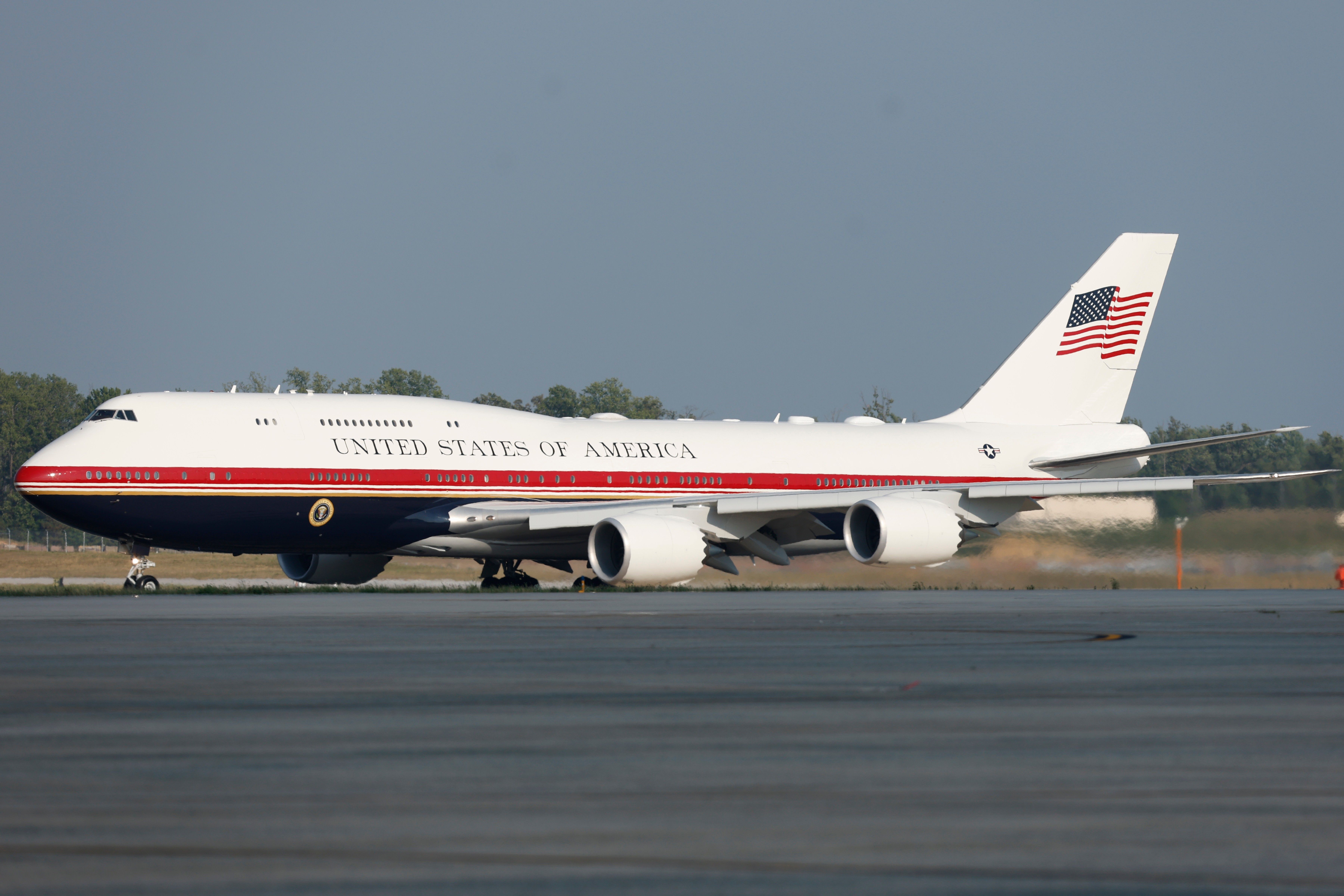 The new Air Force One, with President Trump aboard, takes off from Joint Base Andrews, Md., on July 3.