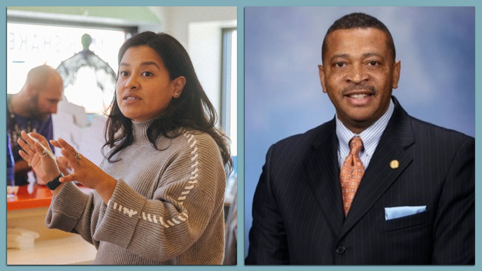 Each candidate's face and torso are pictured in separate pics