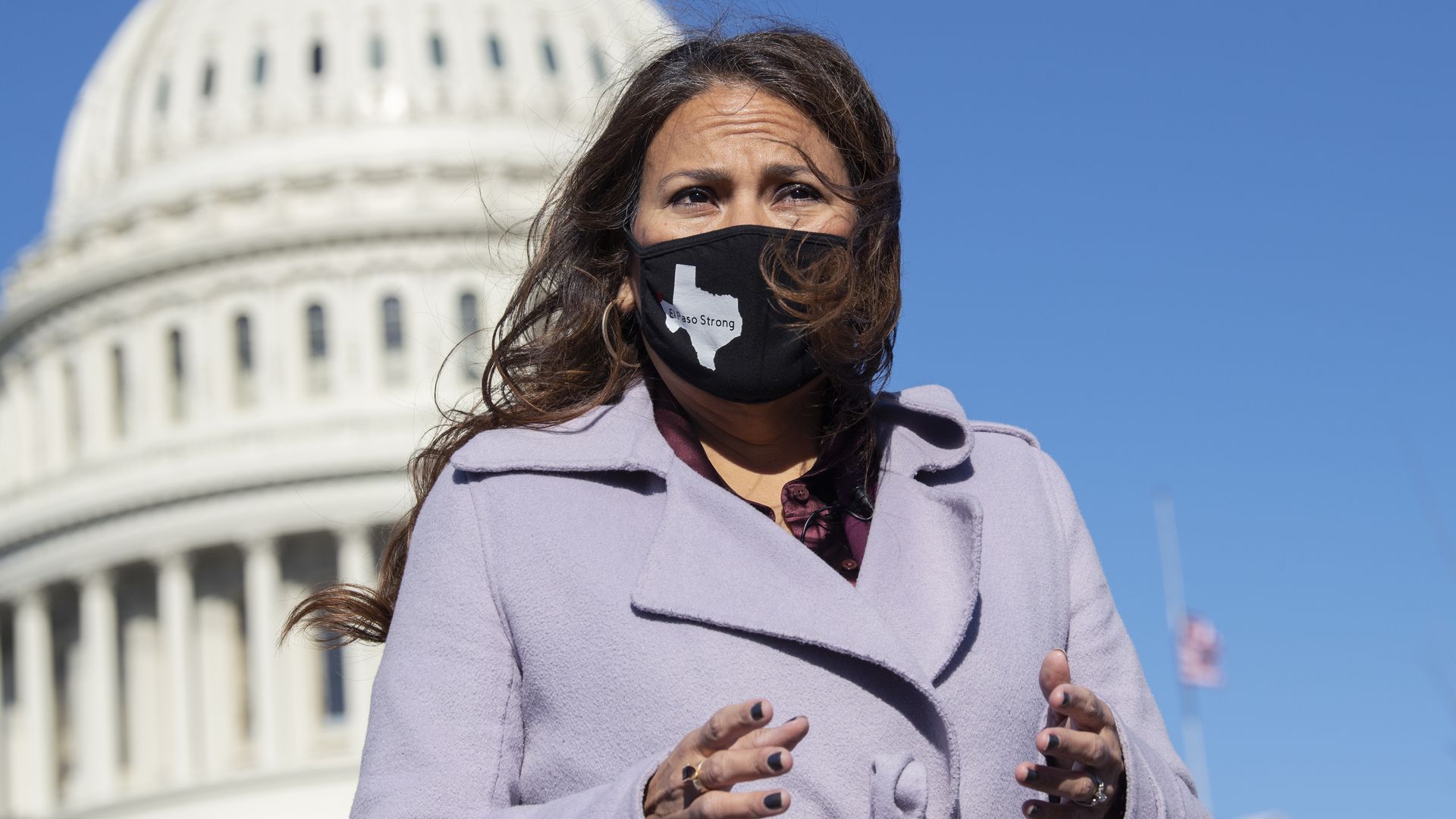 Rep. Veronica Escobar is seen speaking in front of the U.S. Capitol.