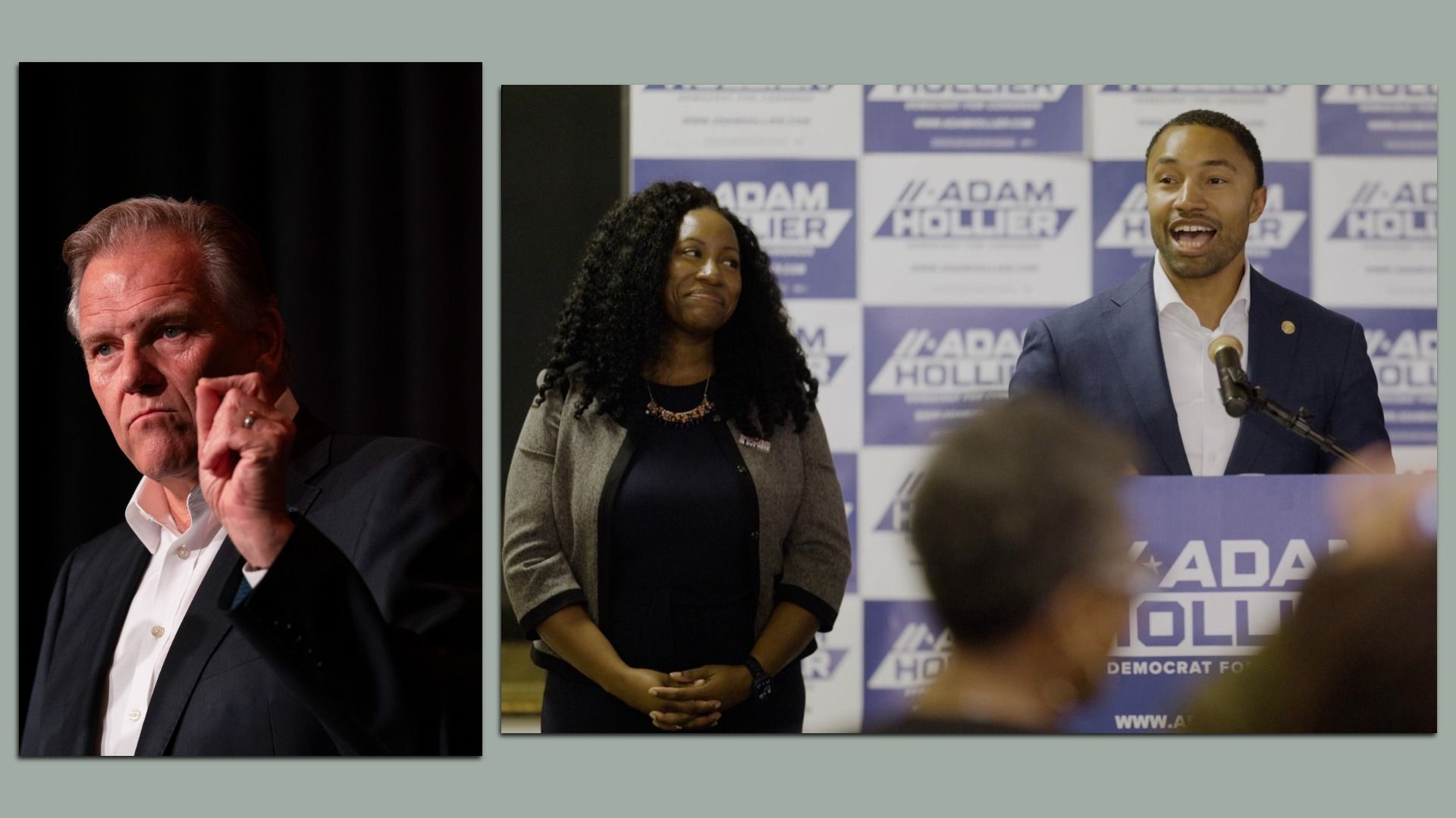 Two photos, one of Mike Rogers and one of Adam Hollier