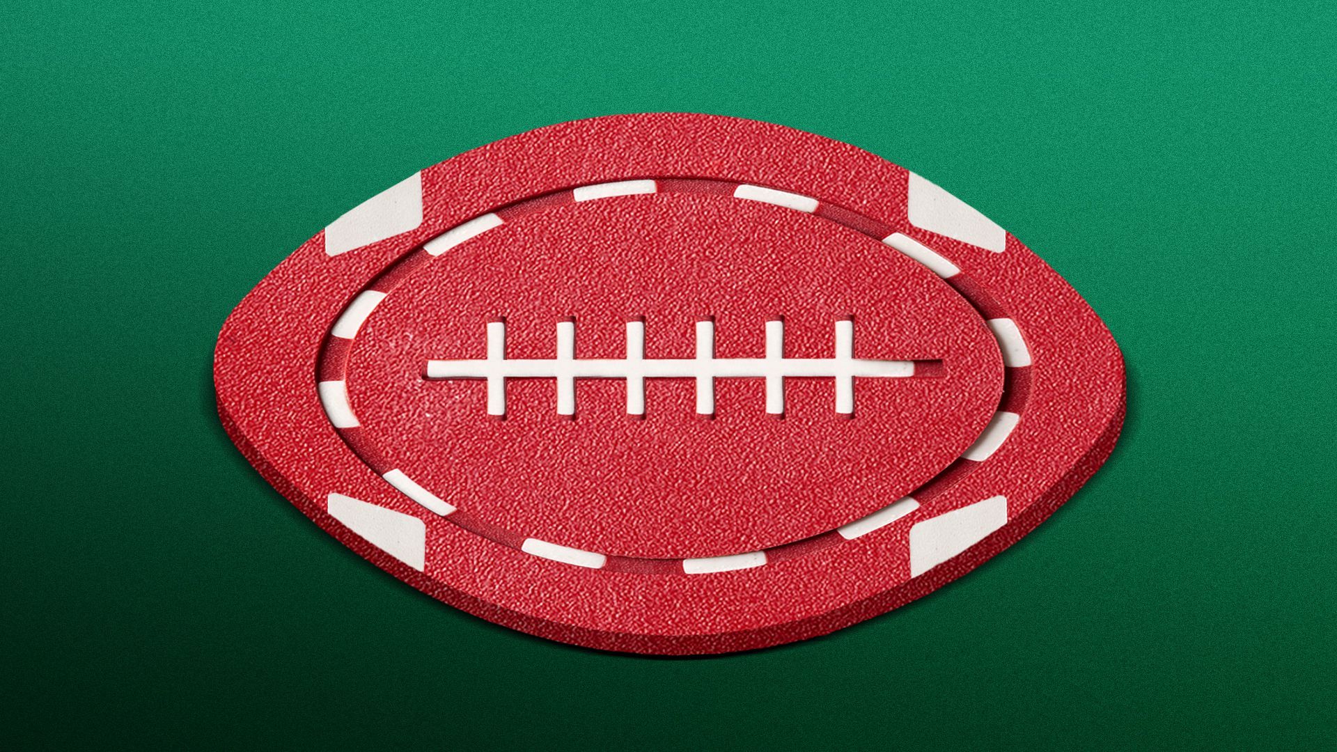 Illustration of a poker chip shaped like a football