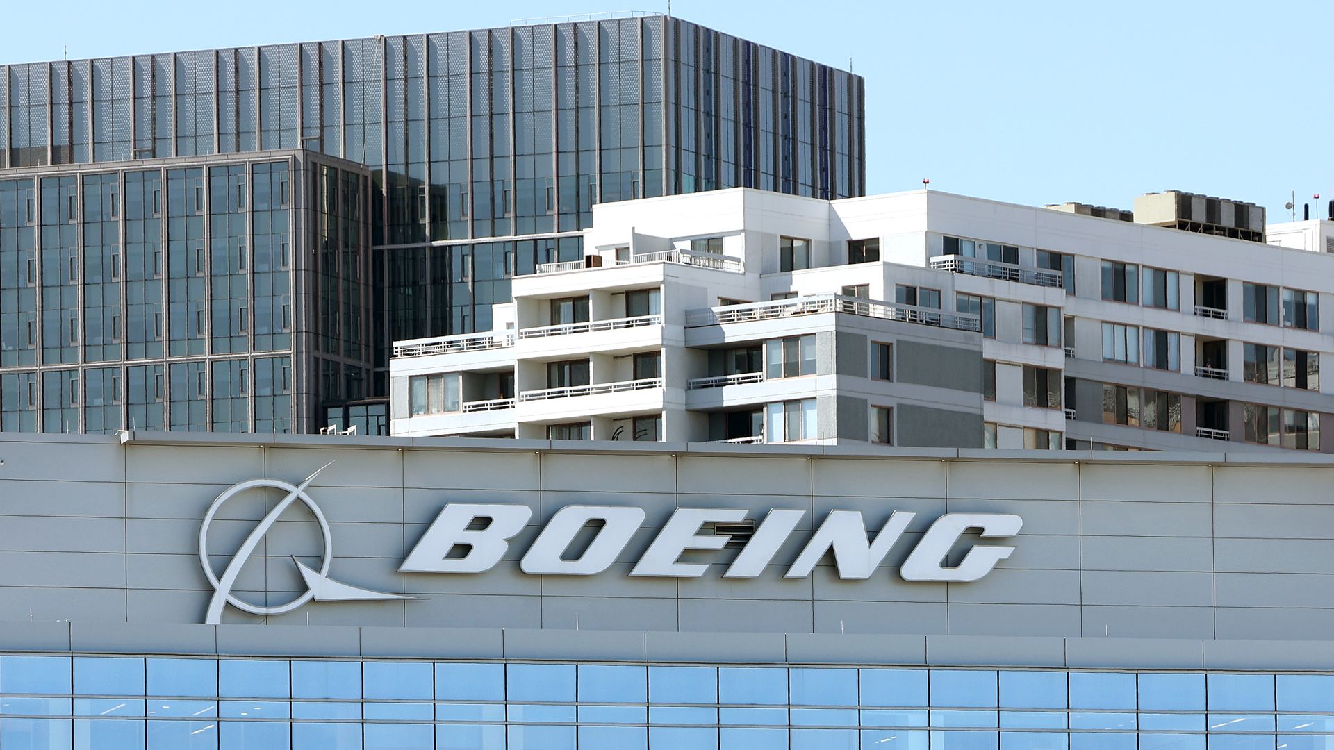 The Boeing name on an office building.