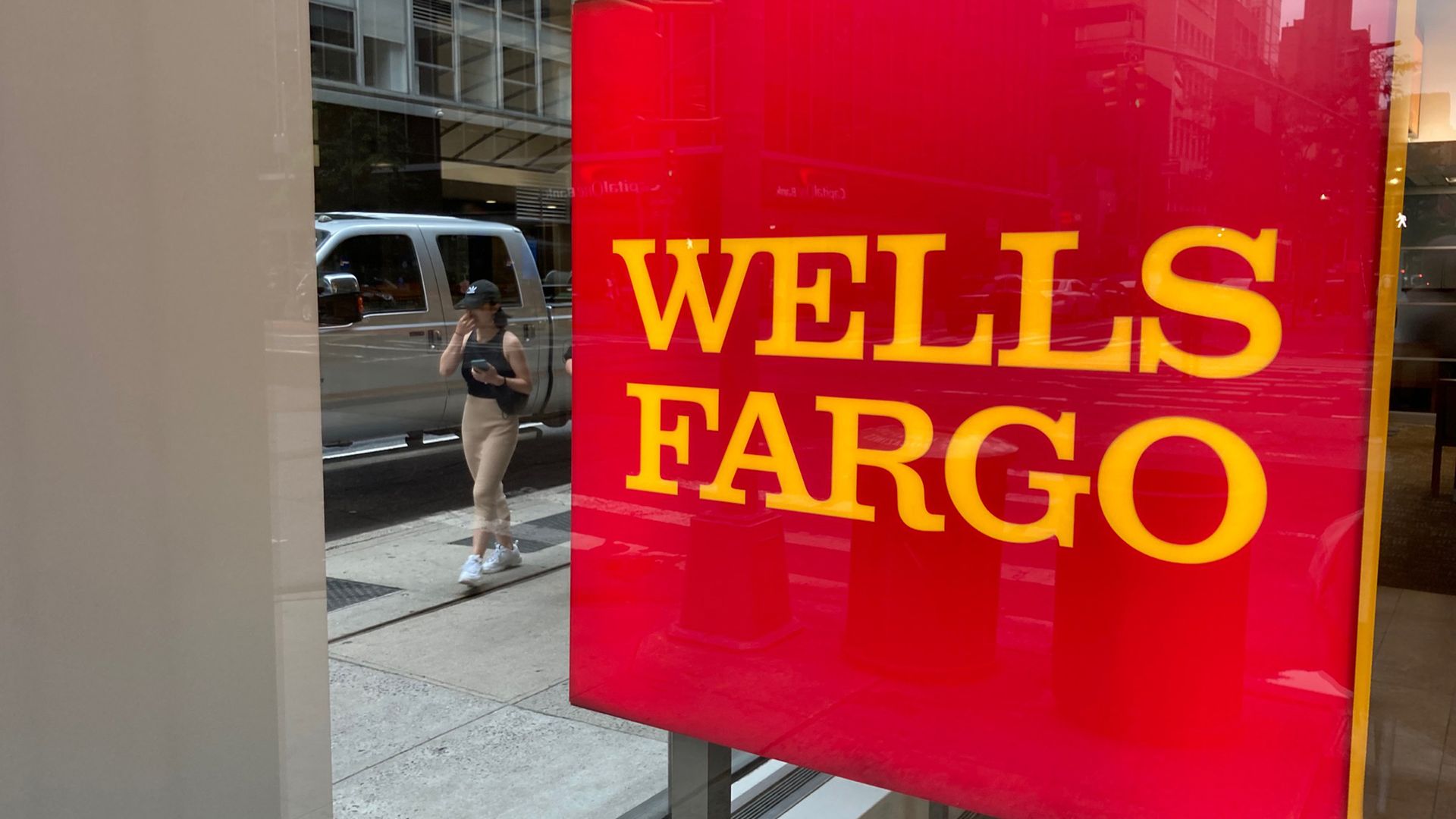 A Wells Fargo sign.