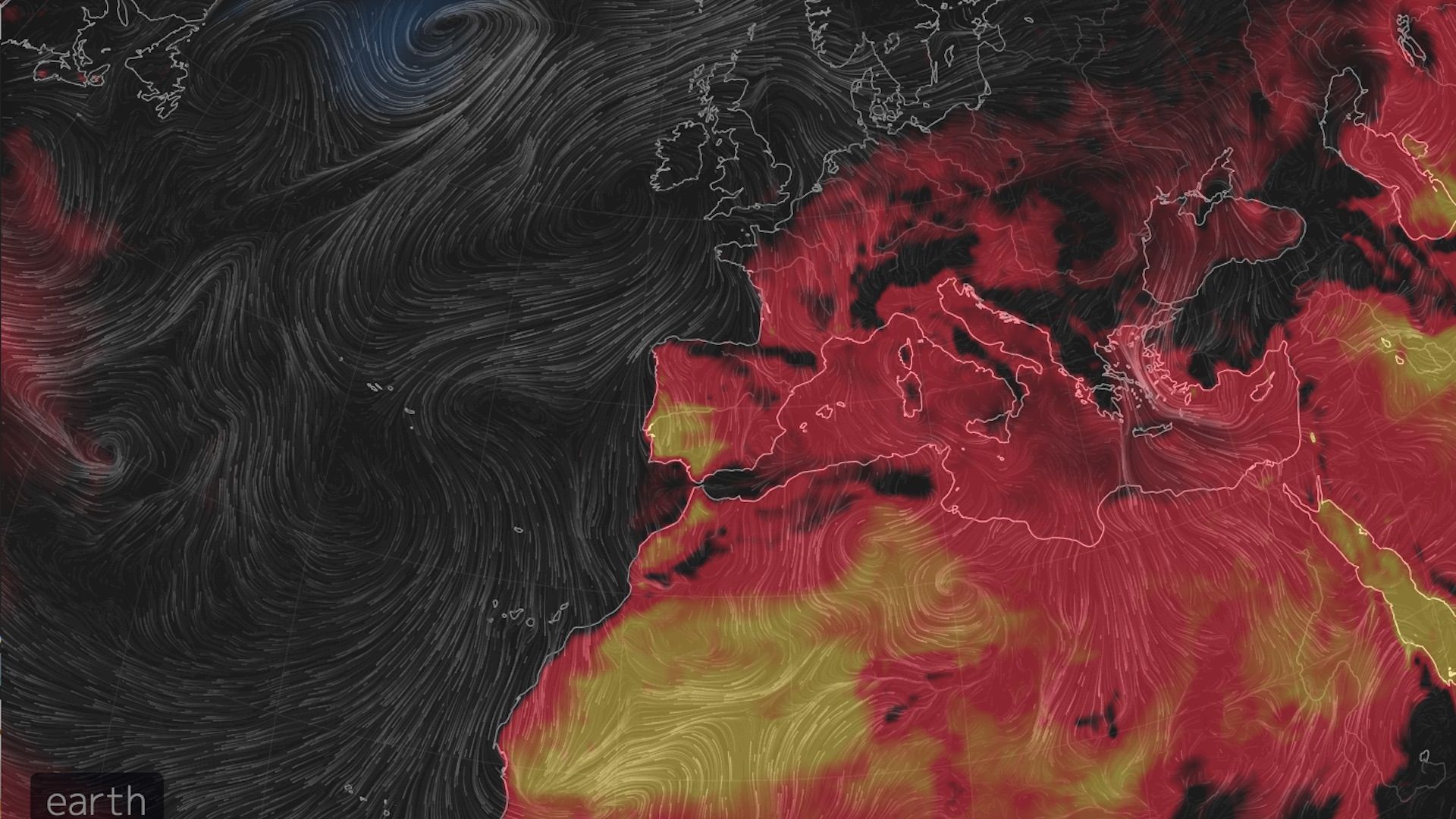 Computer model simulation of the "misery index" during the European heat wave in August 2018.