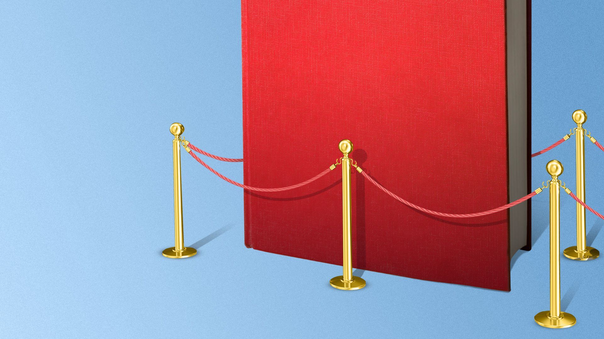 Illustration of a book surrounded by a line of velvet rope. 