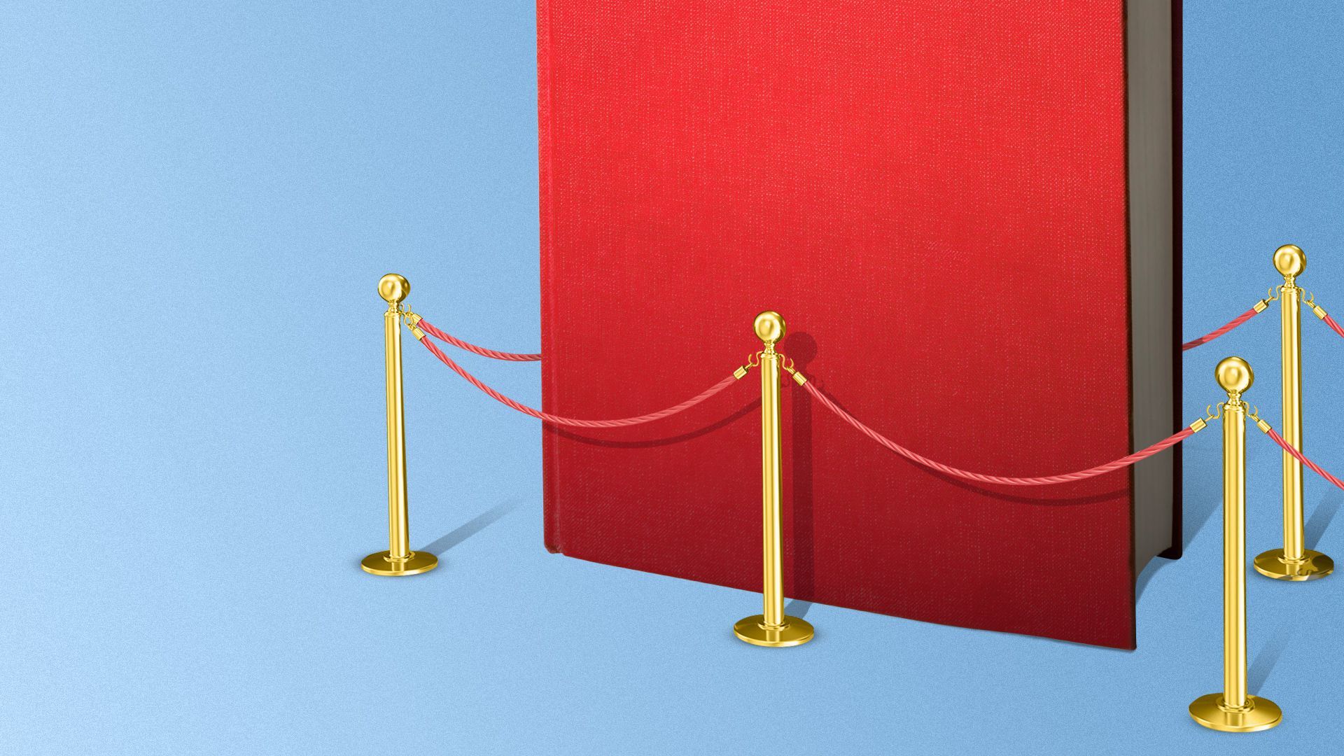 Illustration of a book surrounded by a line of velvet rope.