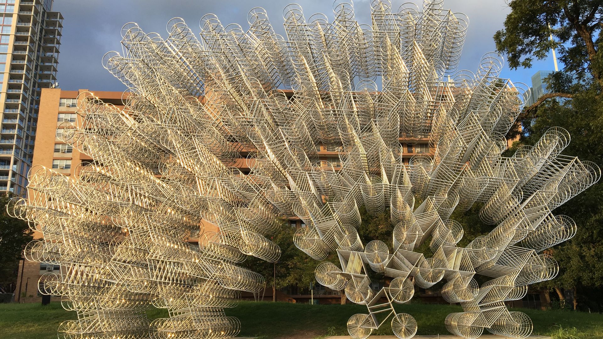 A photo of Forever Bicycles, a sculpture by Ai Weiwei, 2014