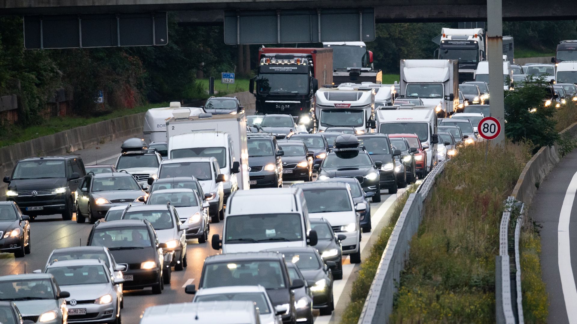 Traffic jam on the interstate.