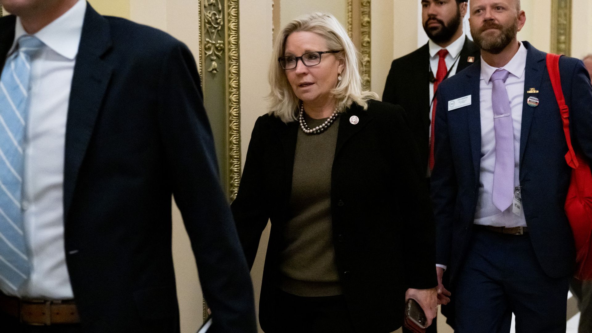 US Representative Liz Cheney walks in the US Capitol in Washington, DC, May 12, 2022.