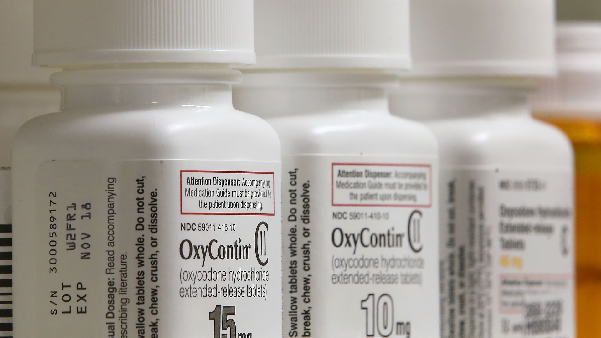 Bottles of Purdue Pharma OxyContin medication.
