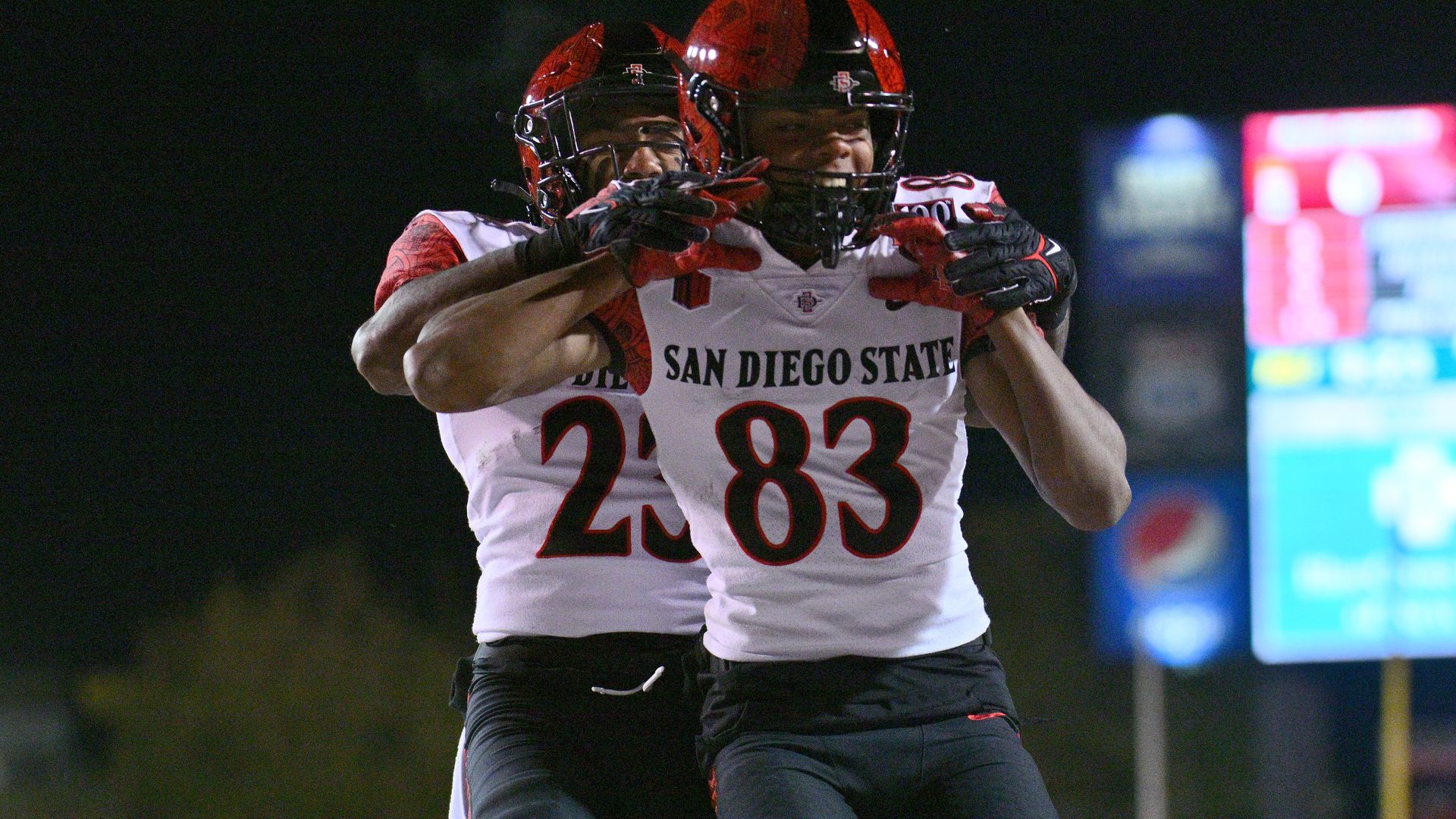 San Diego State wide receiver Mekhi Shaw, number 83 