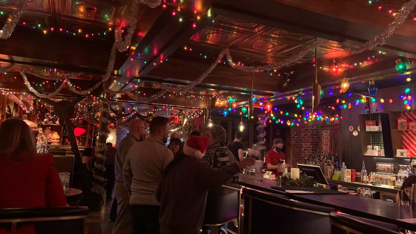 crowded holiday bar