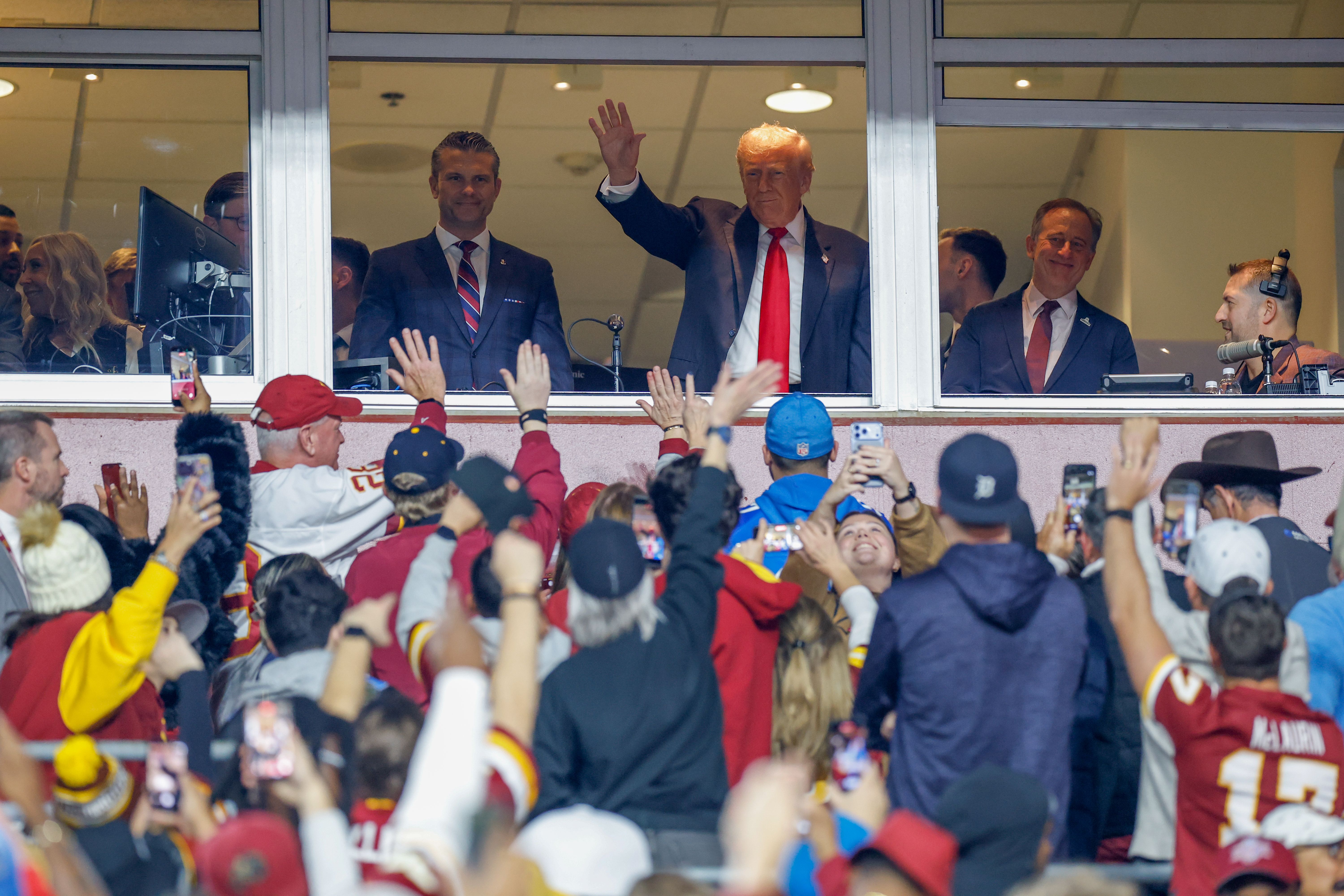 President Trump attends the Washington Commanders game on Sunday.