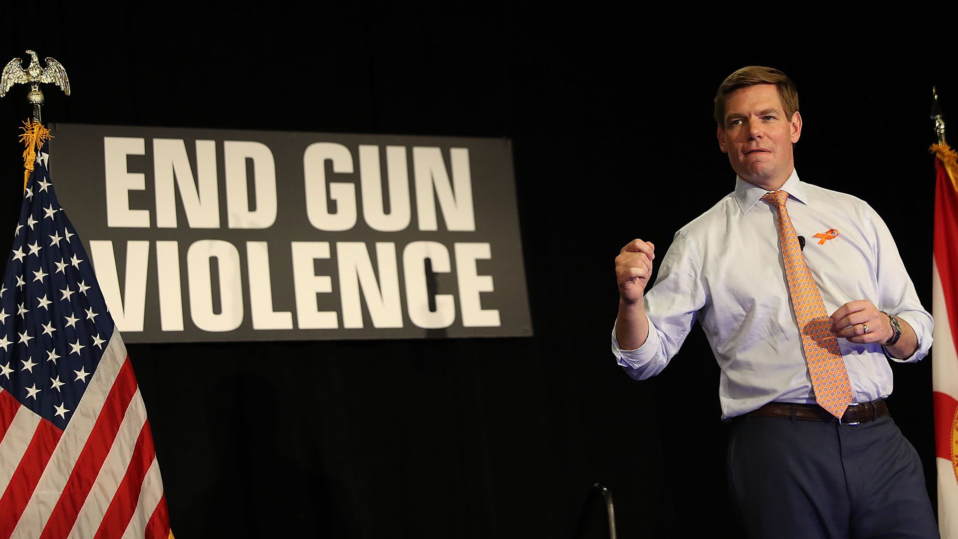 Eric Swalwell seeks to stand out in a crowded field of 2020 Democratic presidential hopefuls with a focus on gun control.