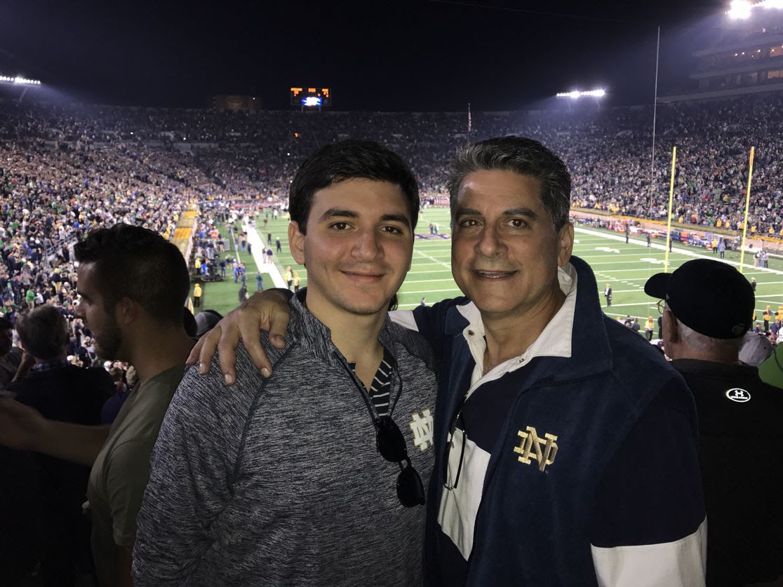 vincent and father at notre dame football game