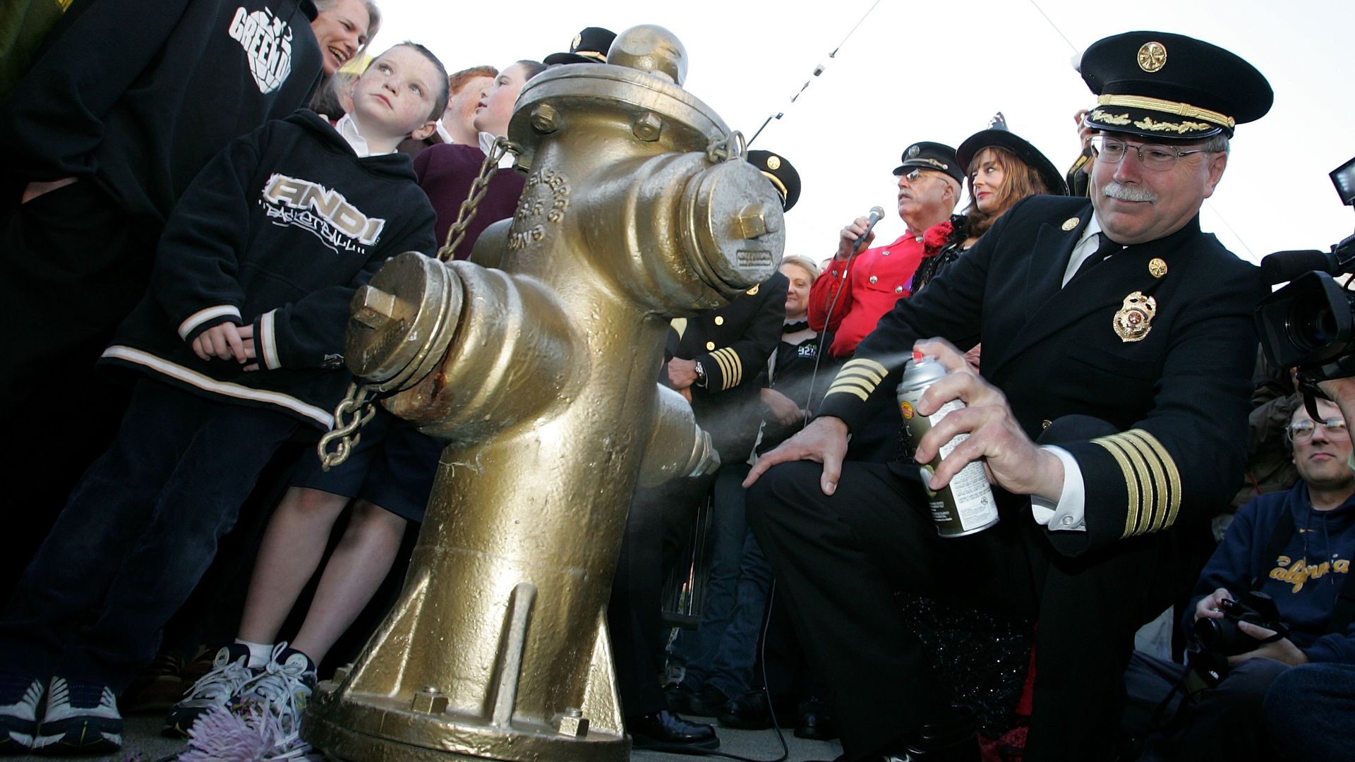 gold-painted hydrant