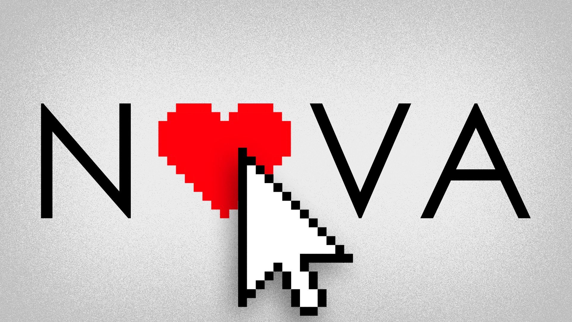 Illustration of the NOVA logo, but the heart is pixelated and there is a cursor hovering over it.