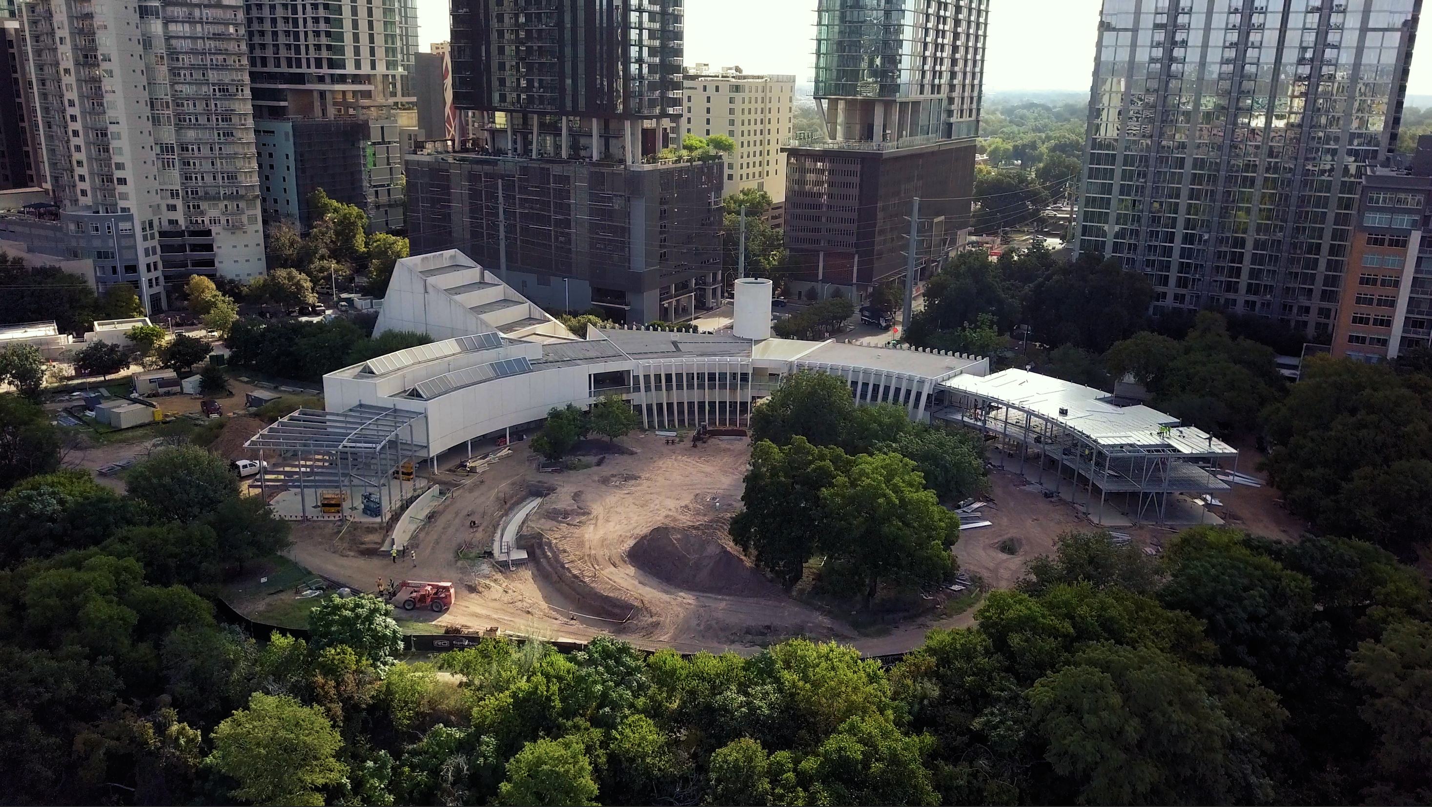 An overhead view of work on the cultural center last year.