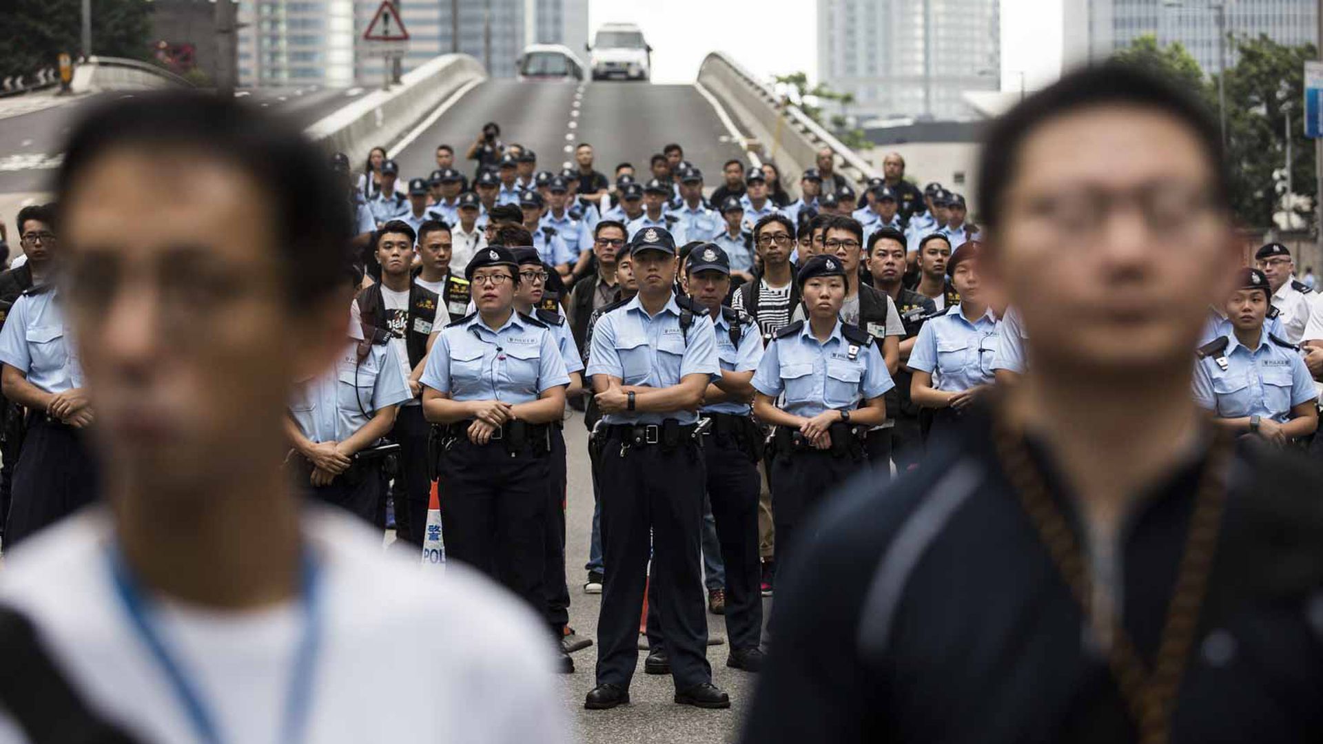 Police clear Hong Kong's streets.