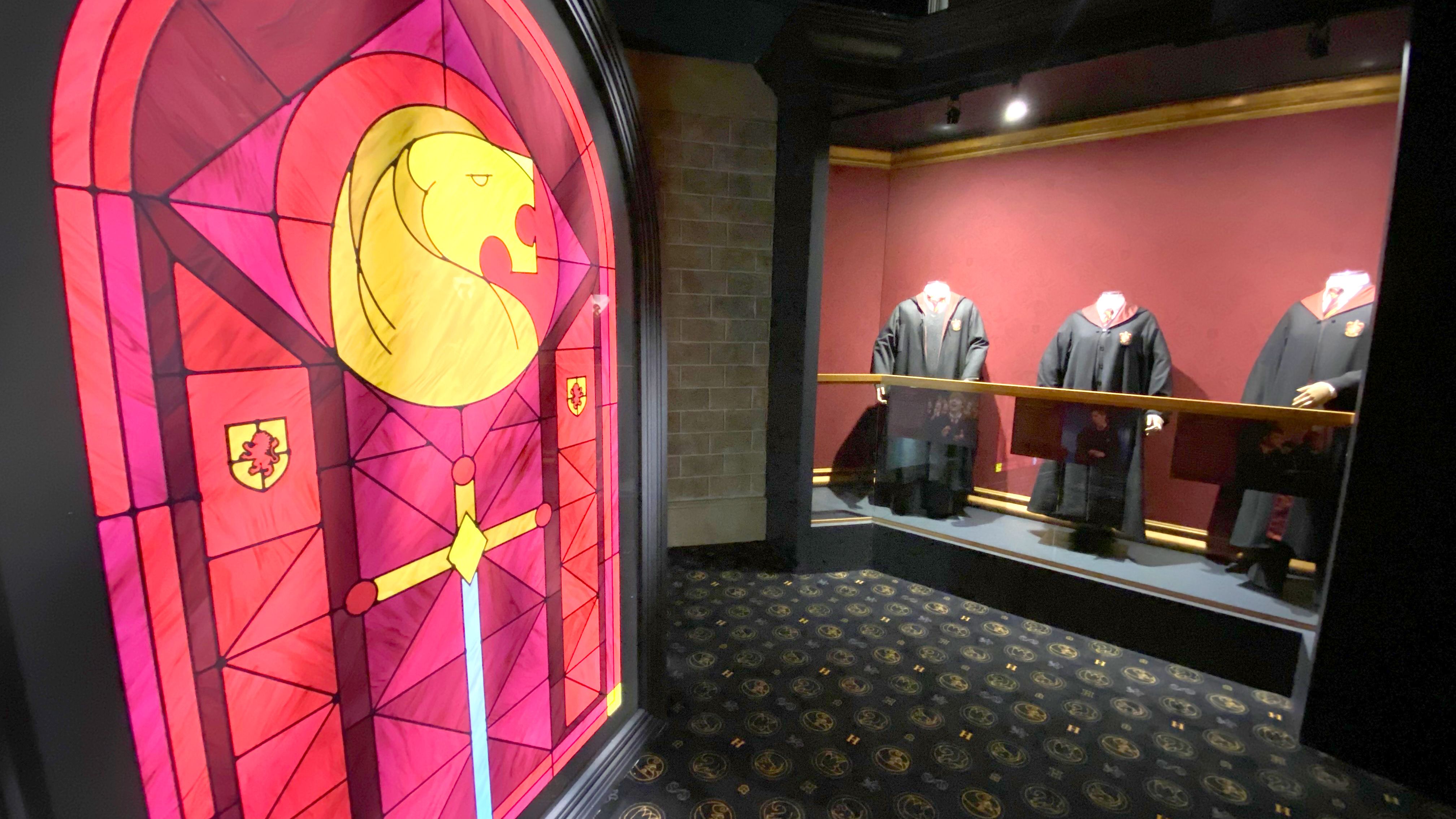 The Gryffindor section in the Hogwarts House Gallery. The gallery gives every house its own room for guests to explore. Photo: Taylor Allen/Axios 