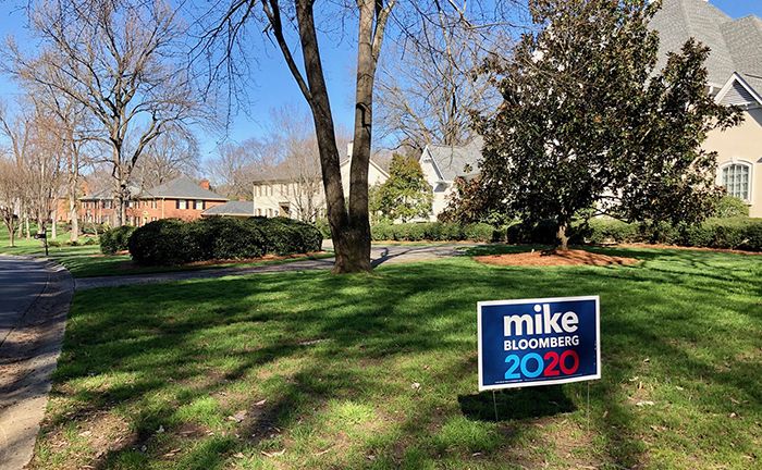Bloomberg yard sign in south Charlotte