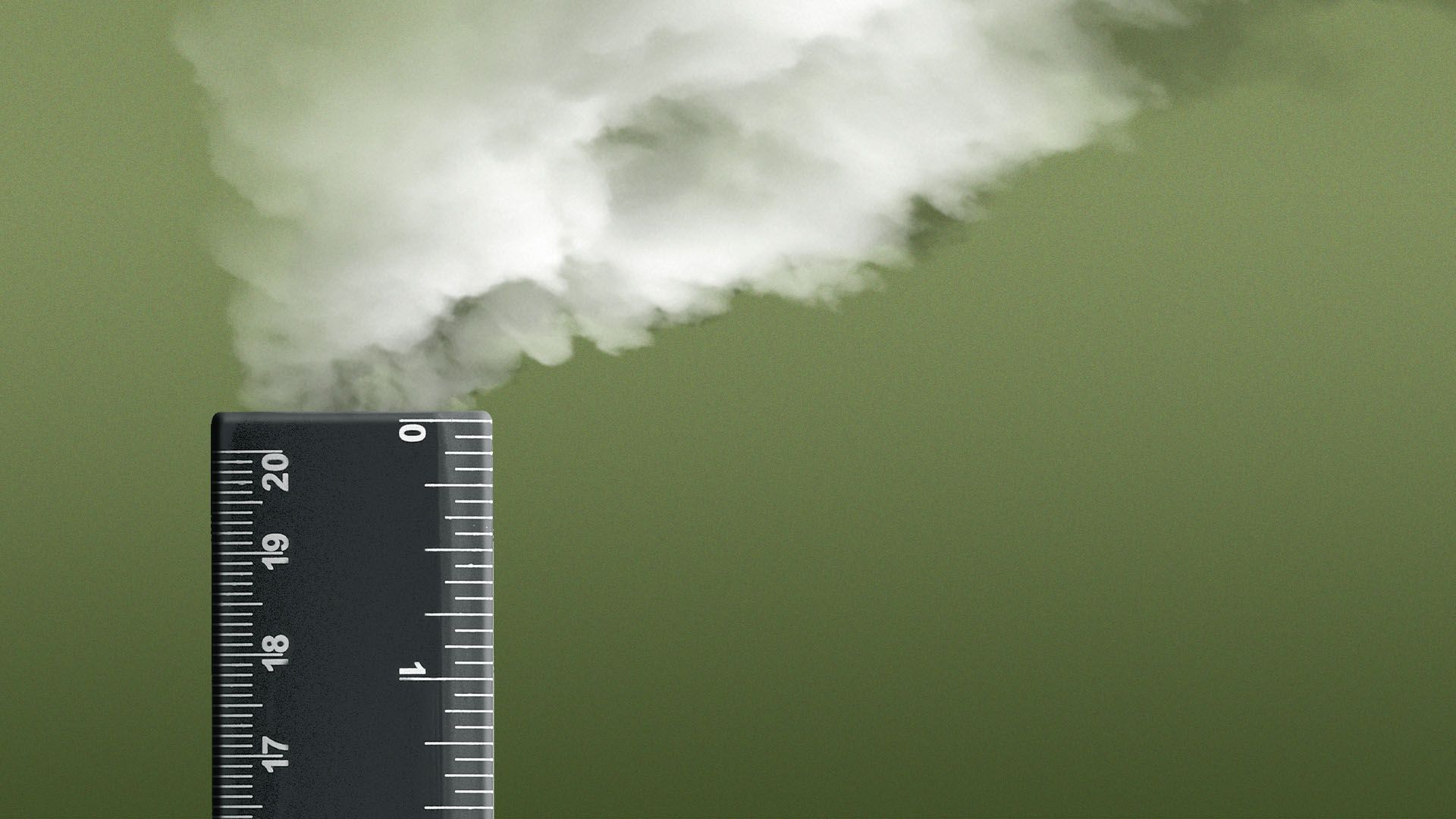 Illustration of a ruler with smoke coming out of the top, like a smokestack.