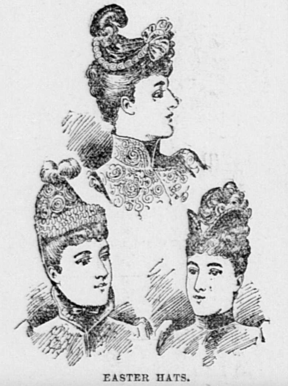 Illustration of three women in easter hats