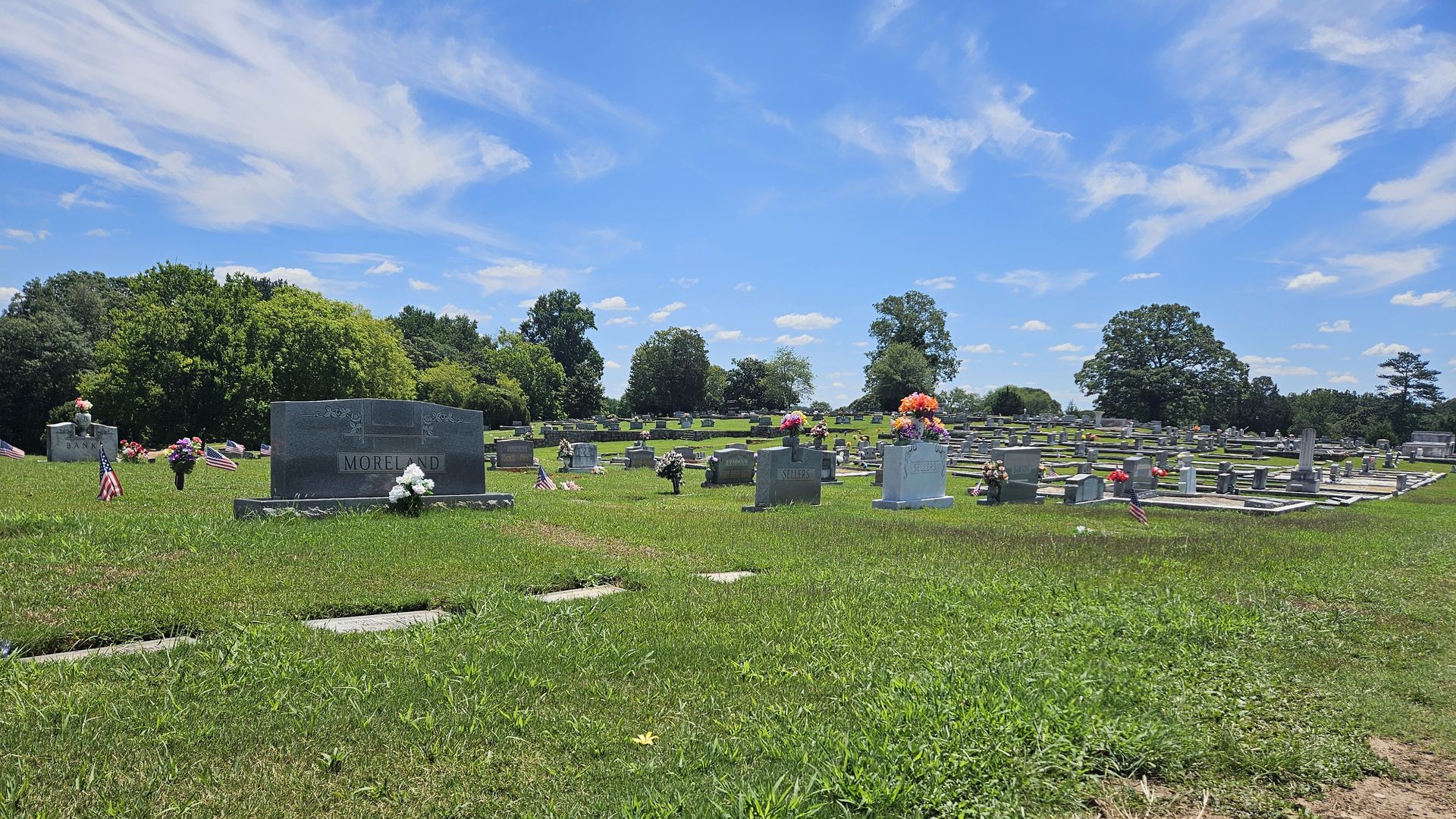 A view of grave sites at South View Cemetery