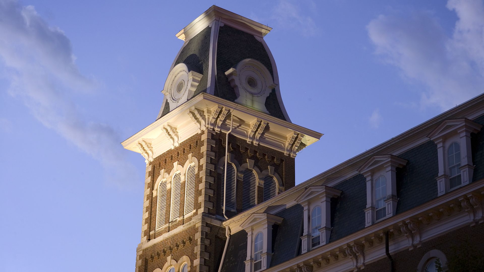 Old Main building on the campus of the University of Arkansas on August 20, 2005 in Fayetteville, Arkansas. 