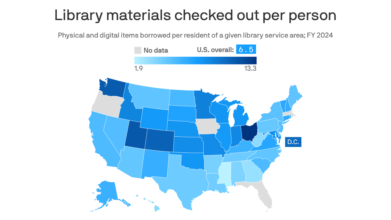 America's library borrowing hotspots