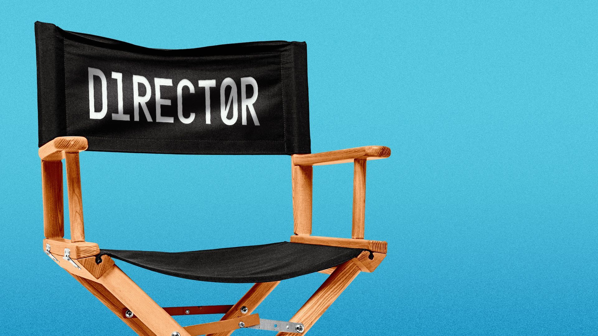 Illustration of a director's chair with the word "director" spelled partially using binary.
