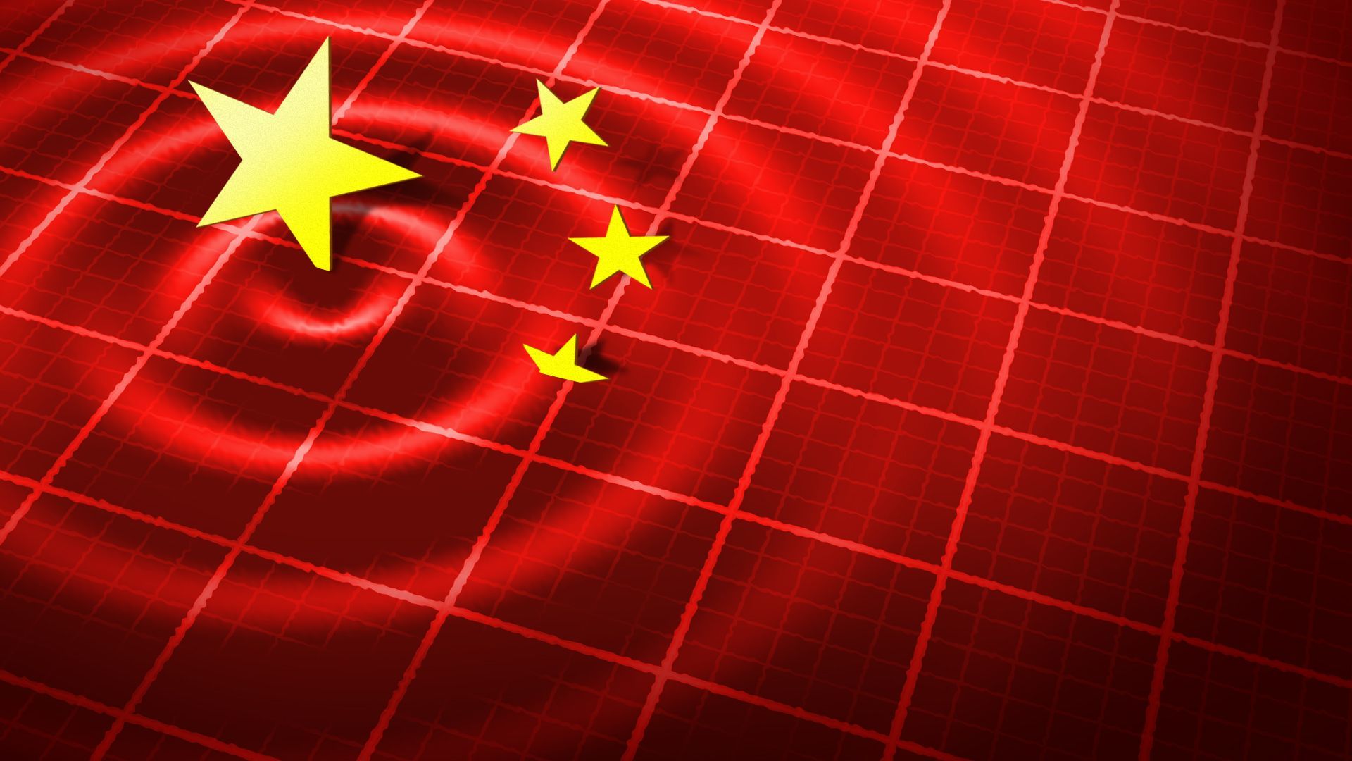Illustration of the flag of China as a chart with the stars creating a ripple effect