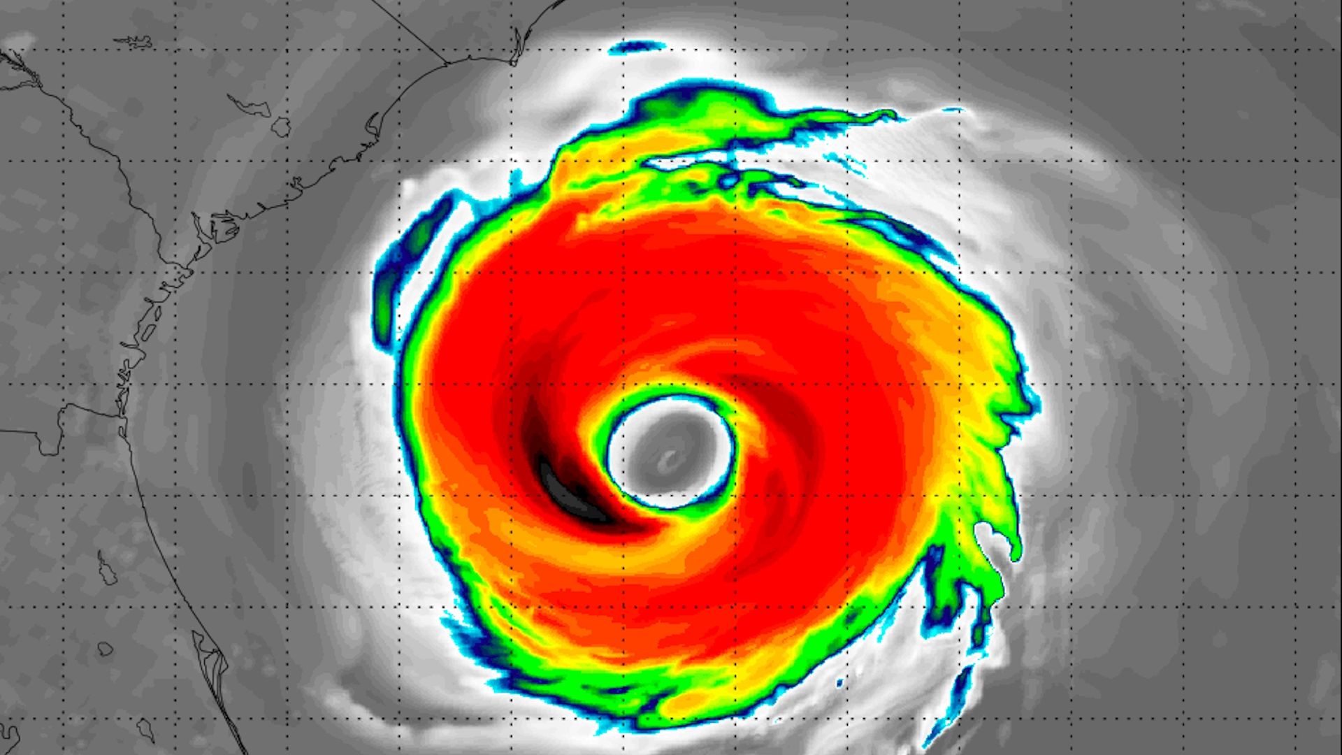 Computer model simulation of Hurricane Florence's satellite signature as it nears land.