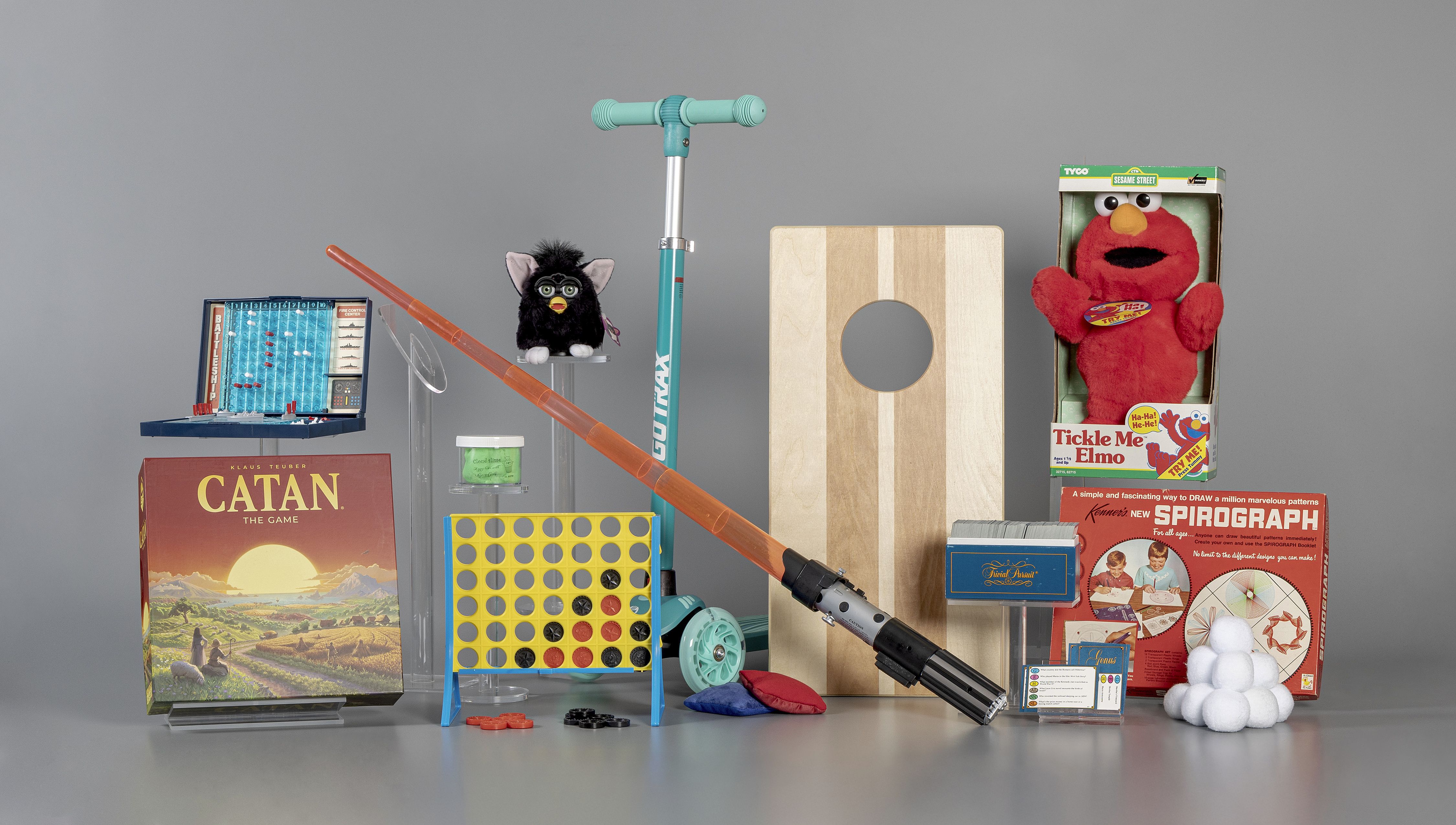 The Strong's National Toy Hall of Fame in Rochester, N.Y., on Sept. 17, 2025, announced the 12 finalists in the running for induction later this year: Battleship, Catan, Connect Four, cornhole, Furby, scooter, slime, snow, Spirograph, Star Wars Light Saber, Tickle Me Elmo,