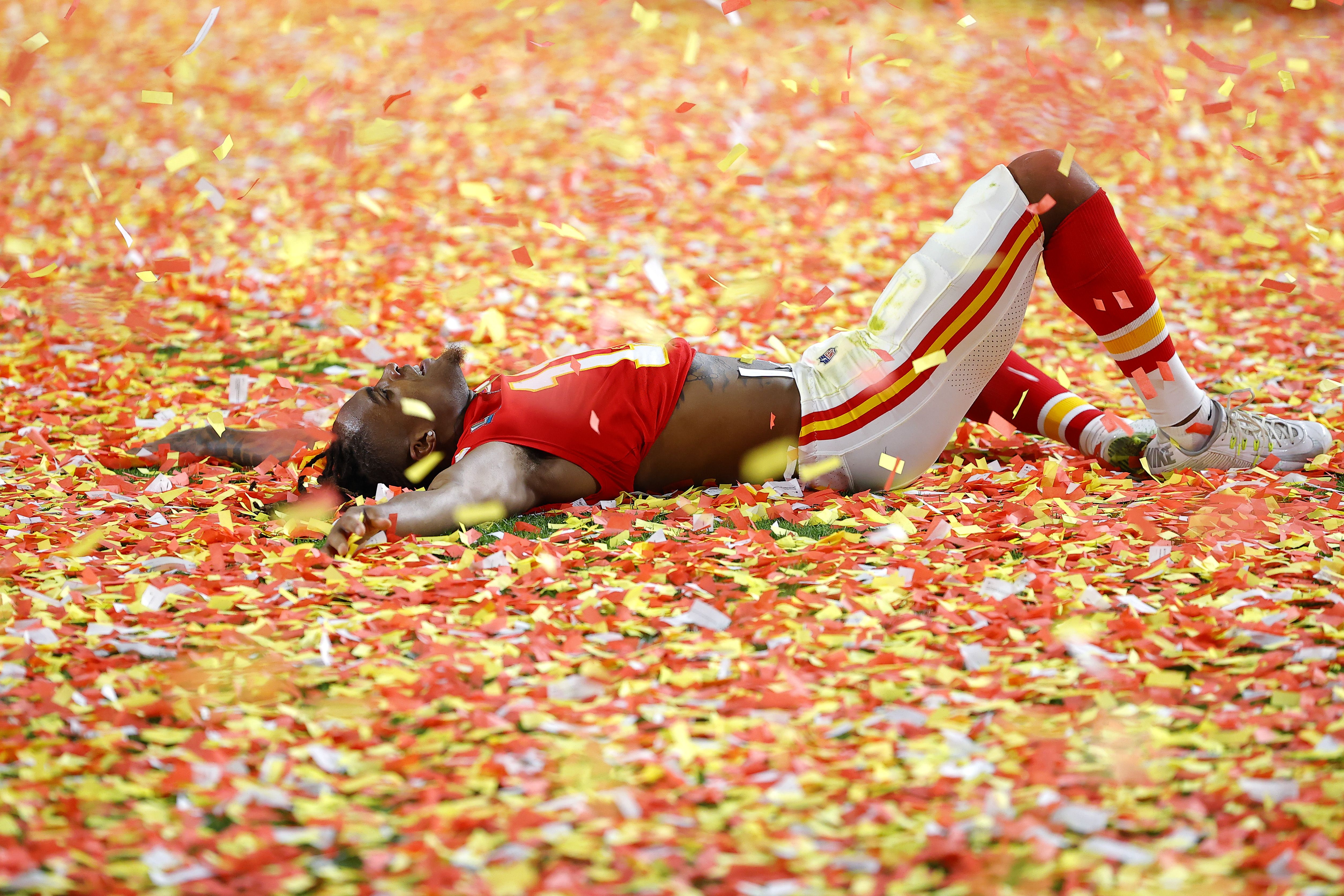 Chiefs player lying on the field