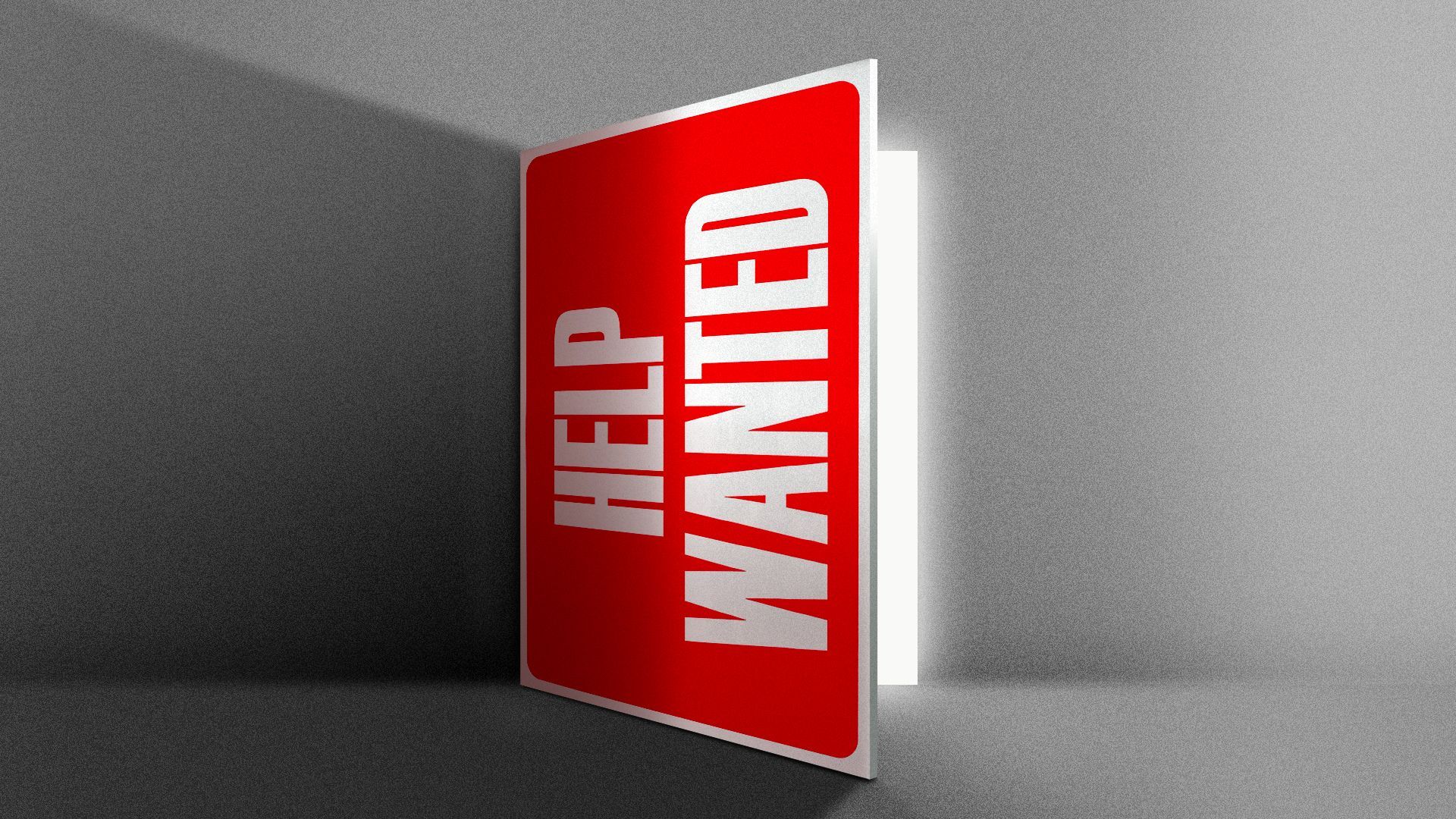 Illustration of a "help wanted" sign as an open door
