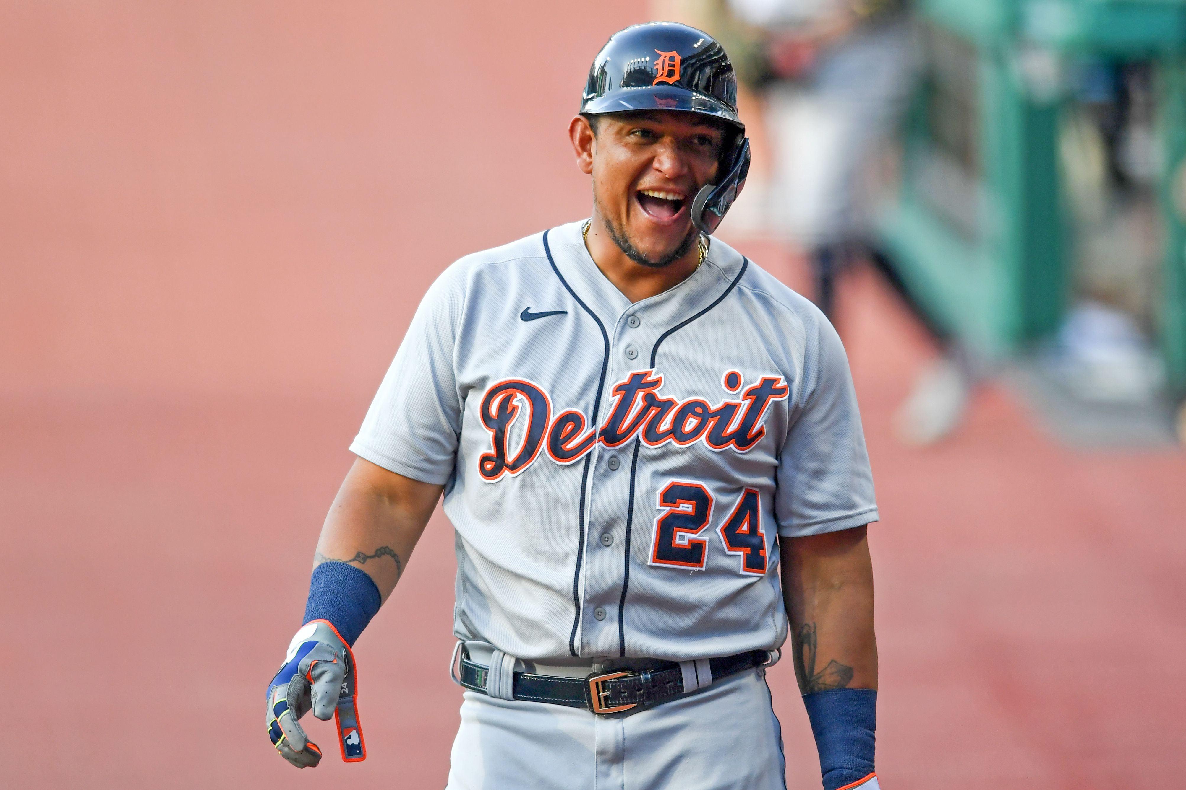 Miguel Cabrera of the Detroit Tigers fields during the Opening Day News  Photo - Getty Images