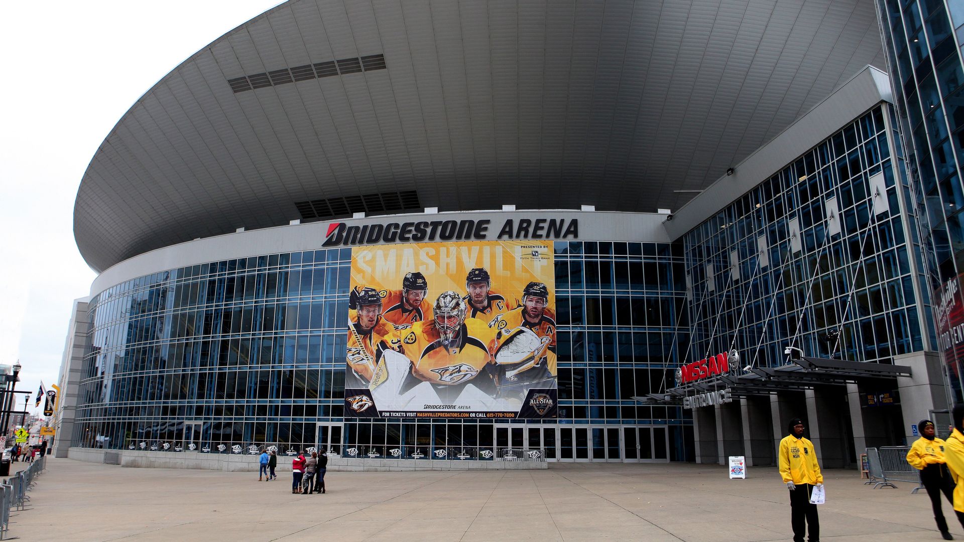 Exterior photo of Bridgestone Arena.