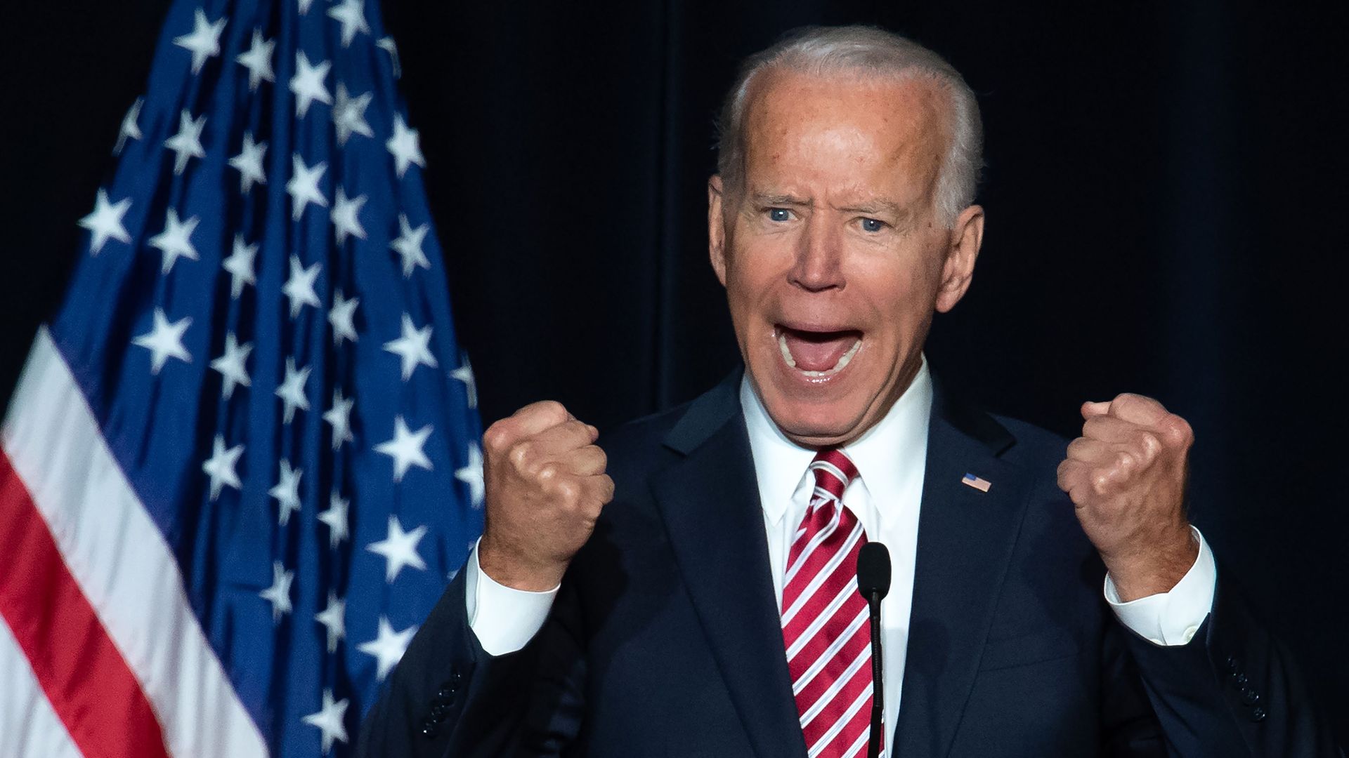 Former US Vice President Joe Biden speaks during the First State Democratic Dinner in Dover, Delaware, on March 16, 2019.