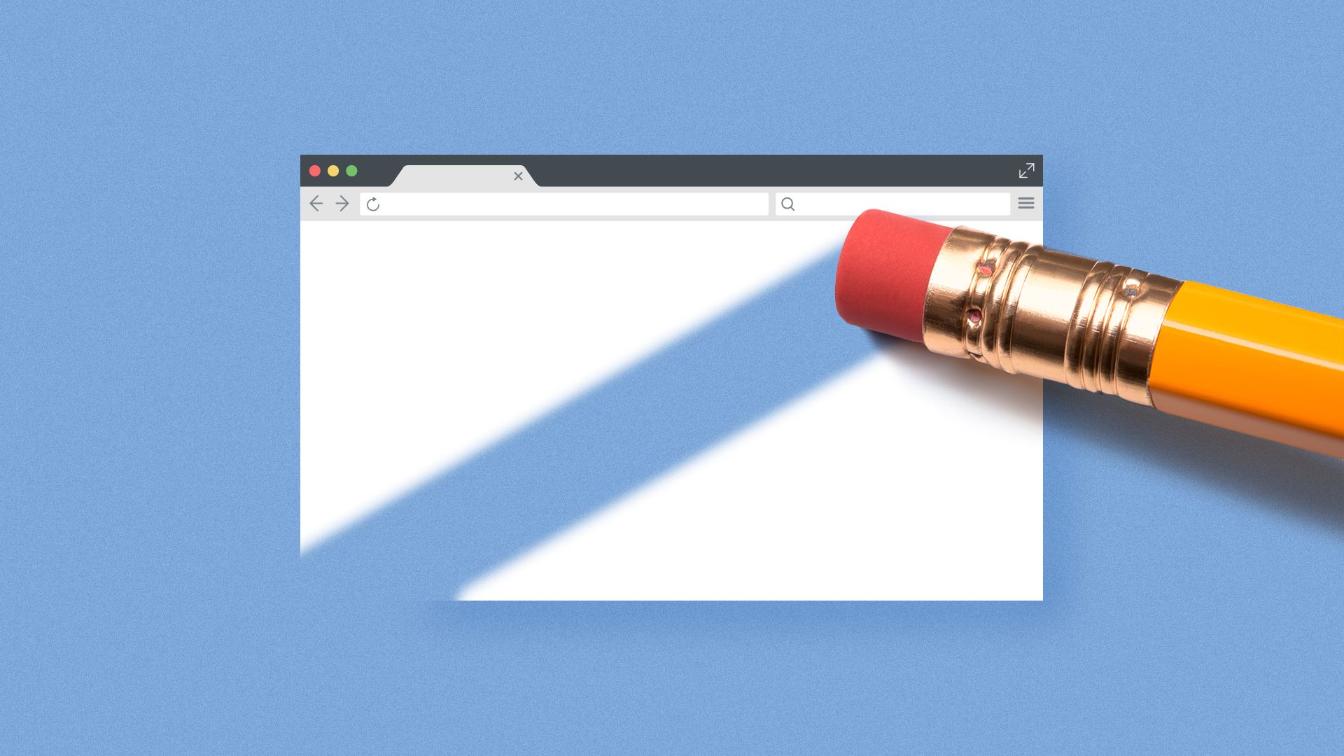 Illustration of a giant pencil erasing a browser window.
