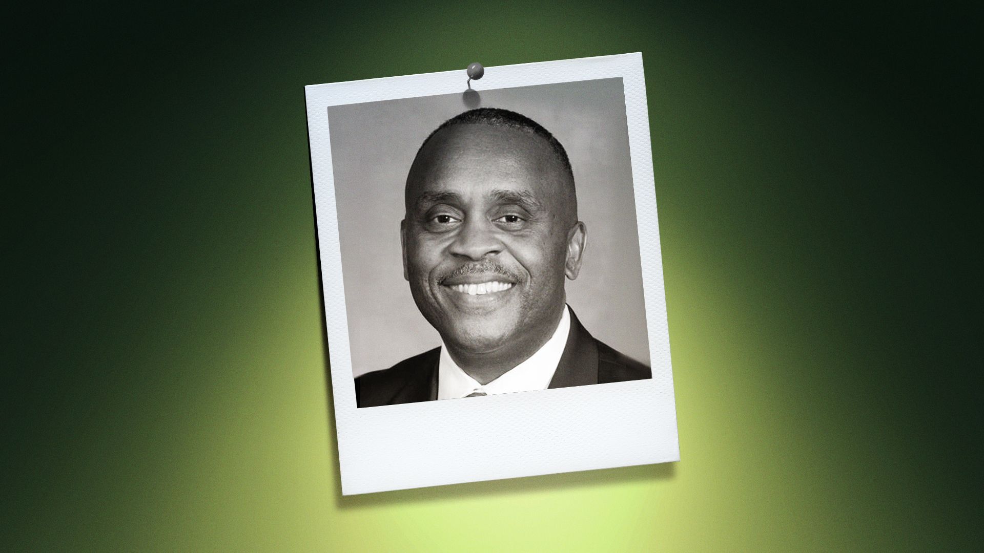 Photo illustration of U.S. Representative Robert T. Reives, II in a polaroid frame.