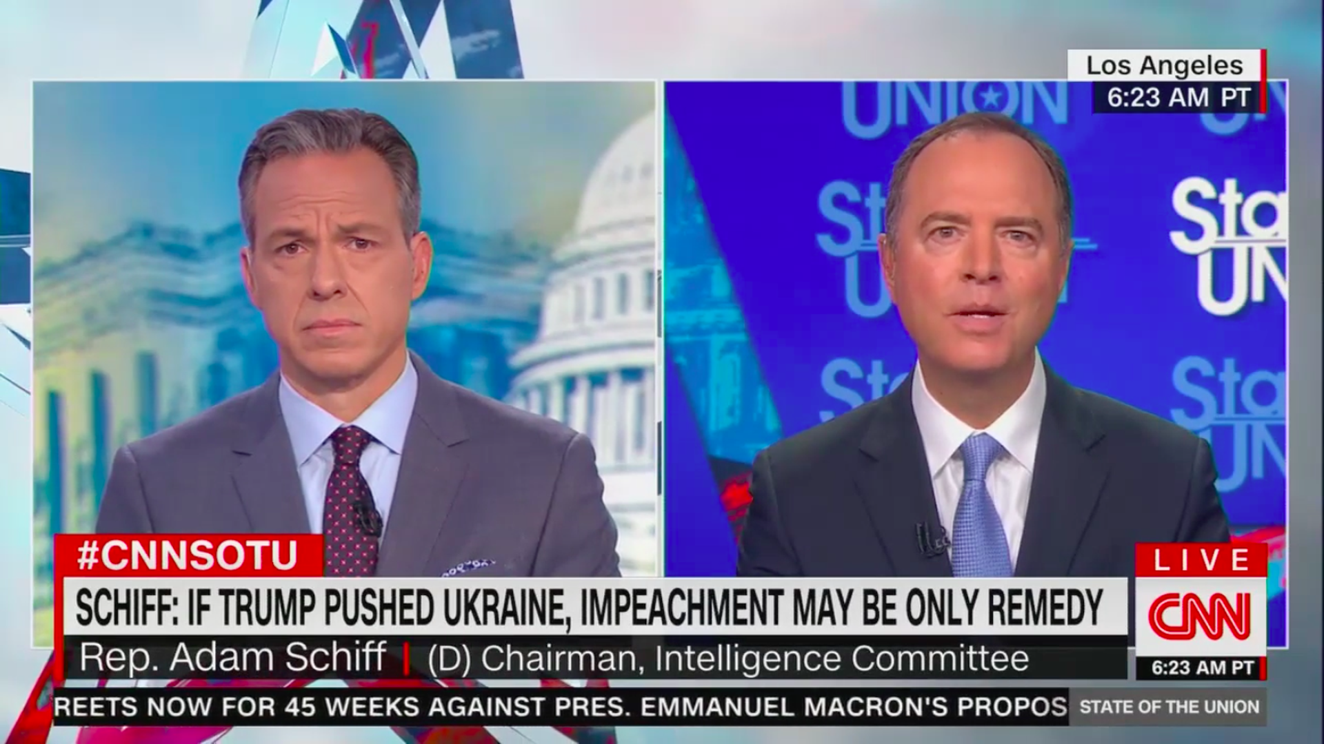 Screenshot of Rep. Schiff on "State of the Union"