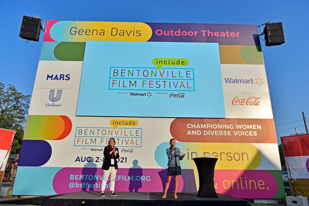 (L to R) Ashley Edwards and President of BFF Wendy Guerrero attend the 2021 Bentonville Film Festival Awards Ceremony & Party on August 07, 2021 in Bentonville, Arkansas. 