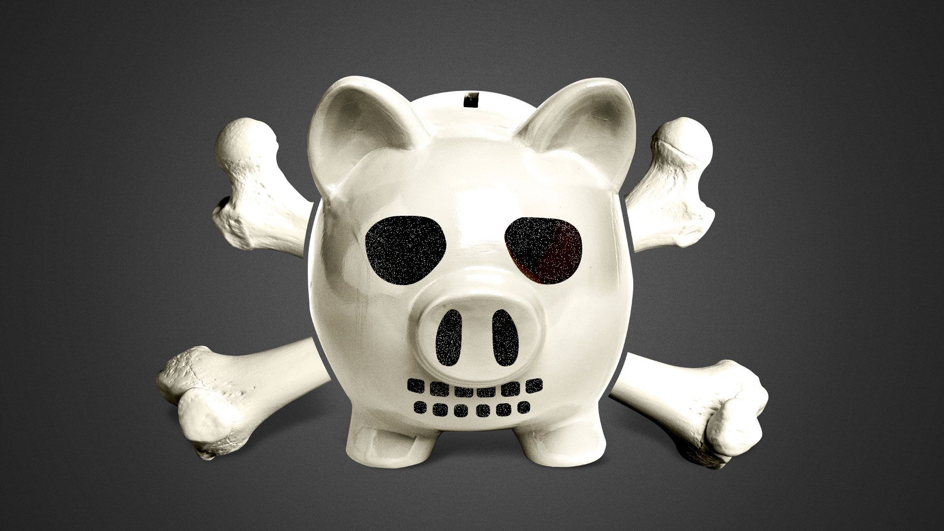 Illustration of piggy bank as a skull and crossbones