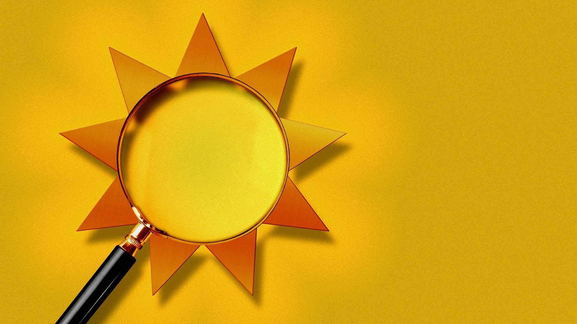 Illustration of a sun-shaped magnifying glass.