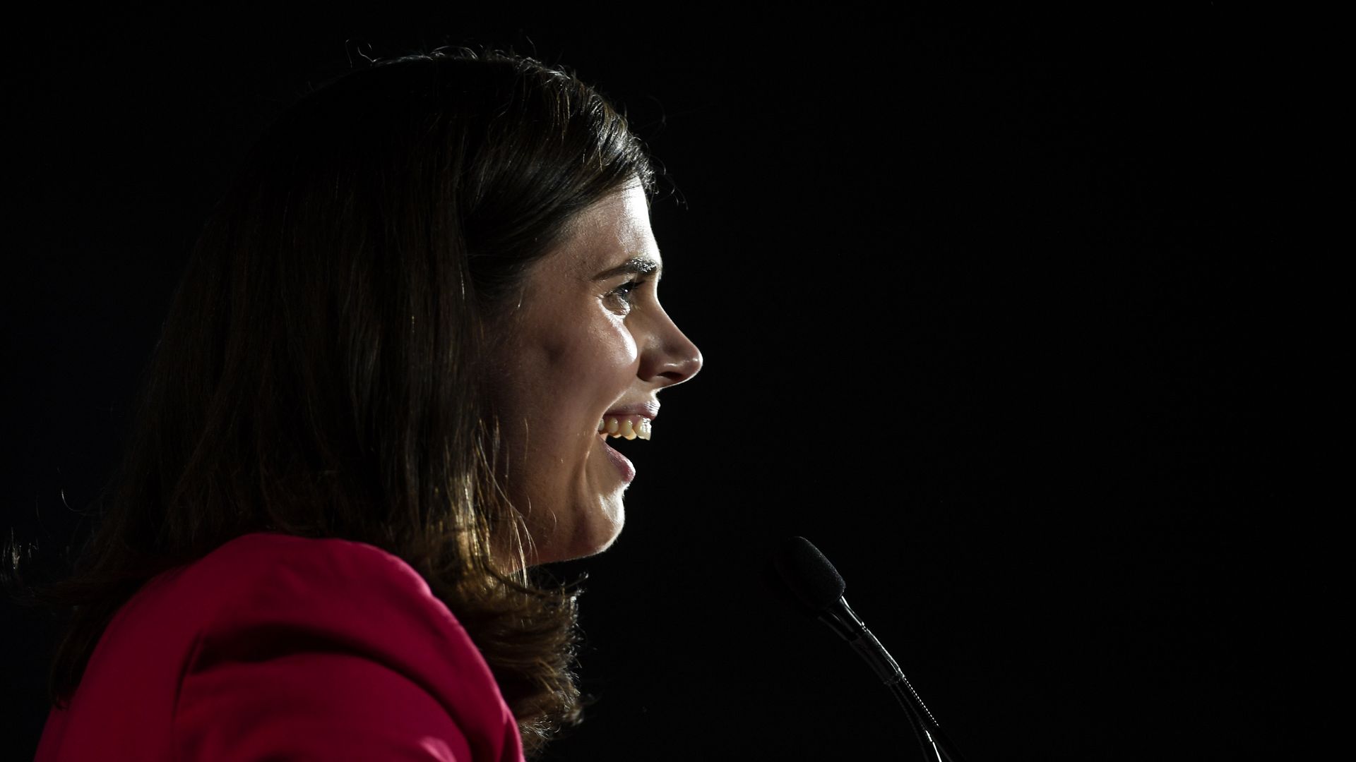 Colorado Secretary of State Jena Griswold is seen delivering a speech.